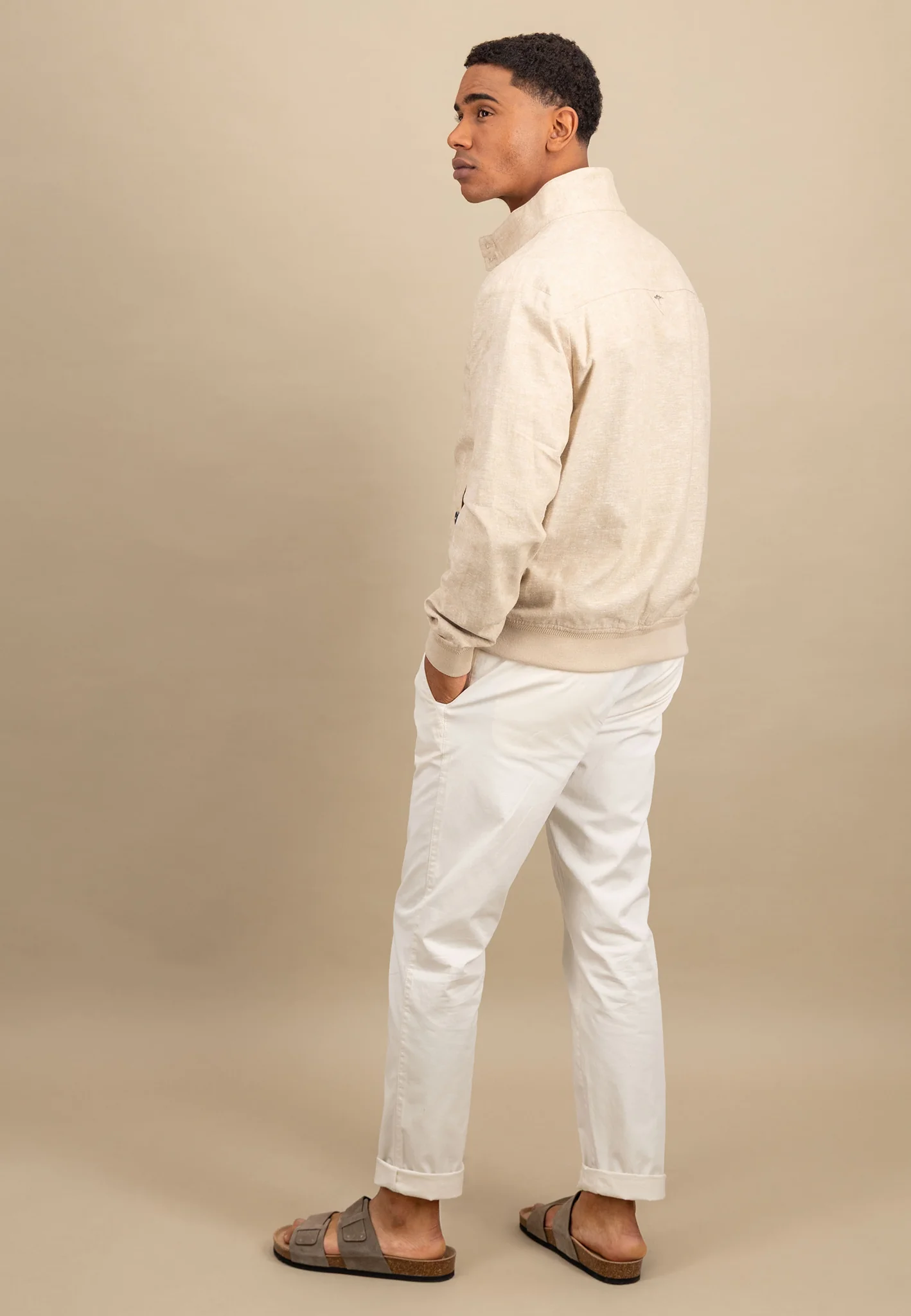 Blouson aus Leinen-Baumwoll-Mix mit Stehkragen - Image 3