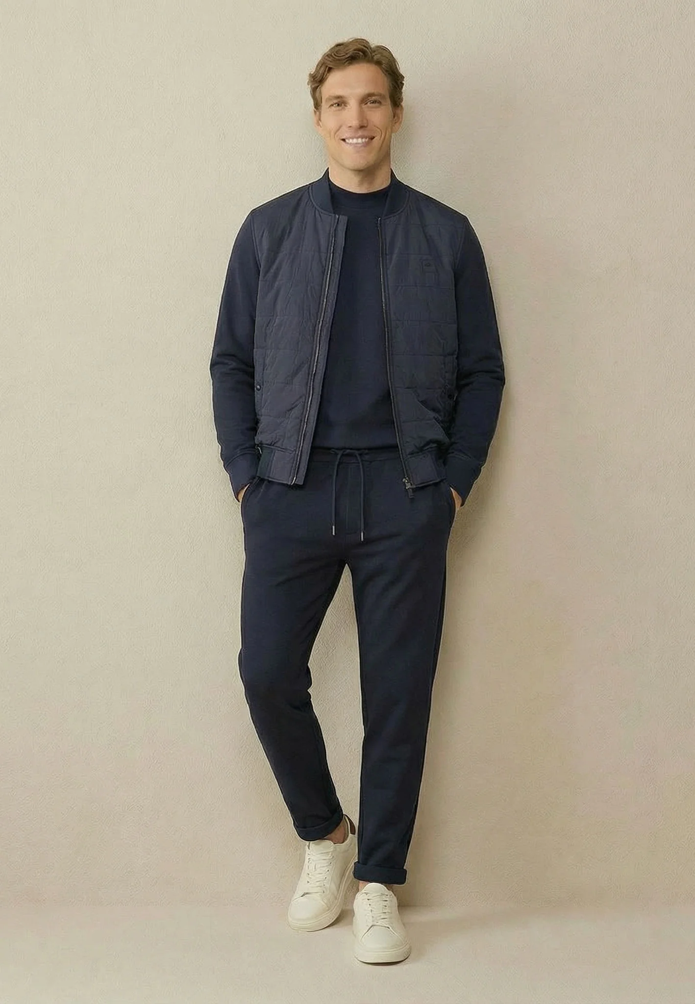 Bomberjacke aus Nylon-Mix mit Strickärmeln und Stepp-Optik - Image 3