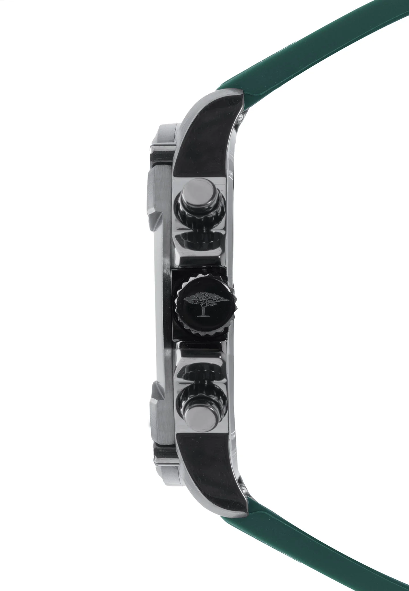 Edelstahlarmbanduhr mit Chronographenfunktion und grünem Silikonband - Image 3