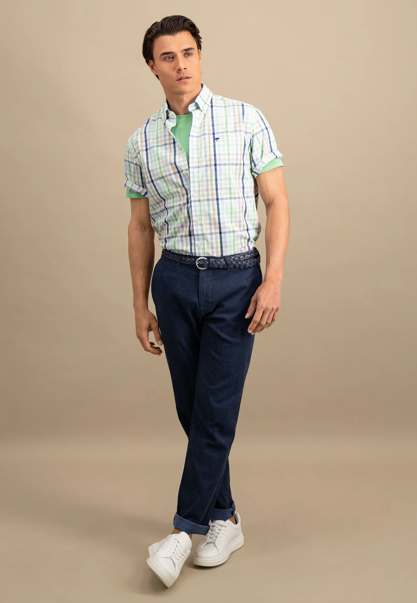 Fein kariertes Halbarm-Hemd mit Logodetail - Image 12