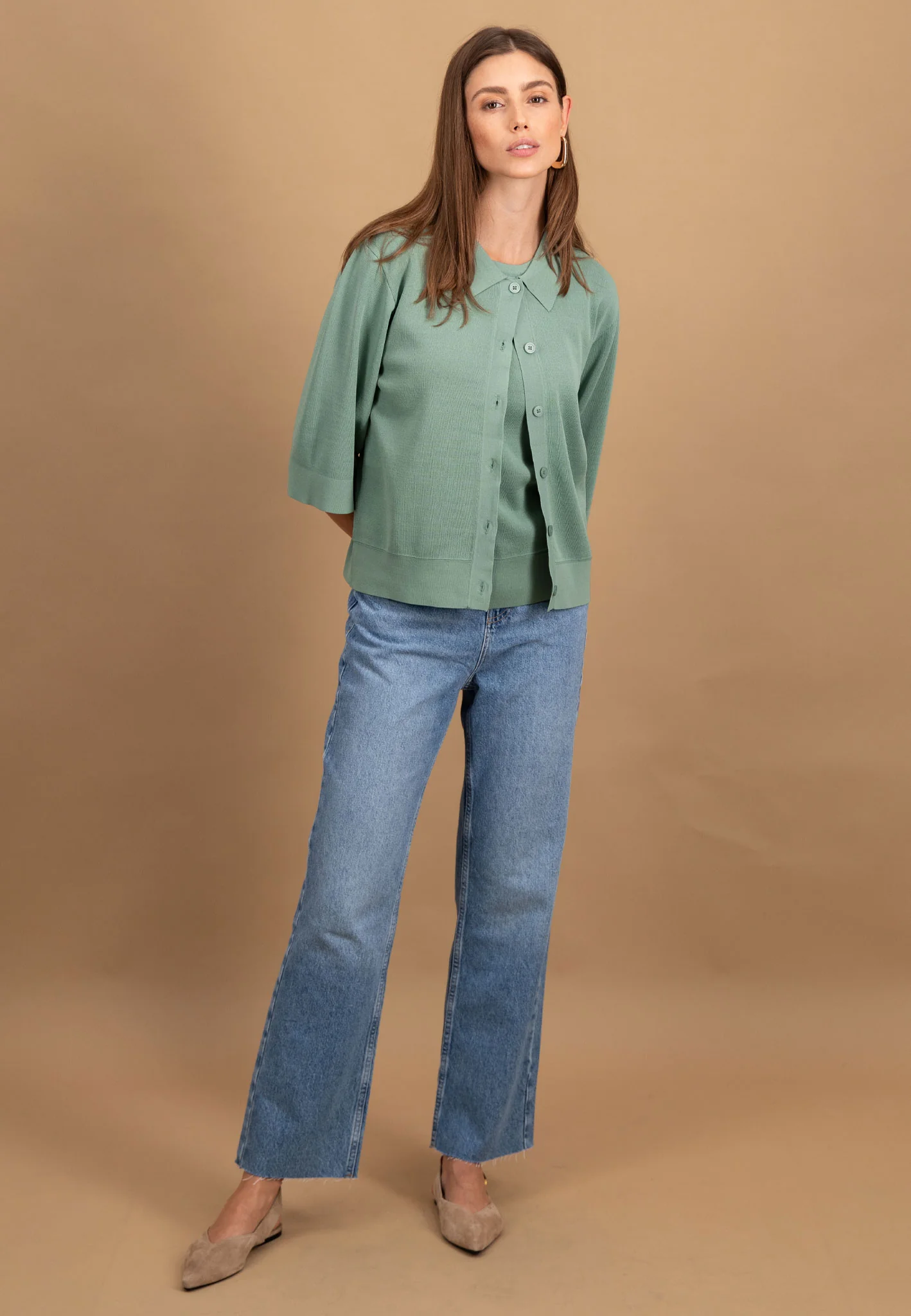 Feinstrick-Cardigan aus Viskose-Polyamid-Mix mit 3/4-Ärmeln - Image 10