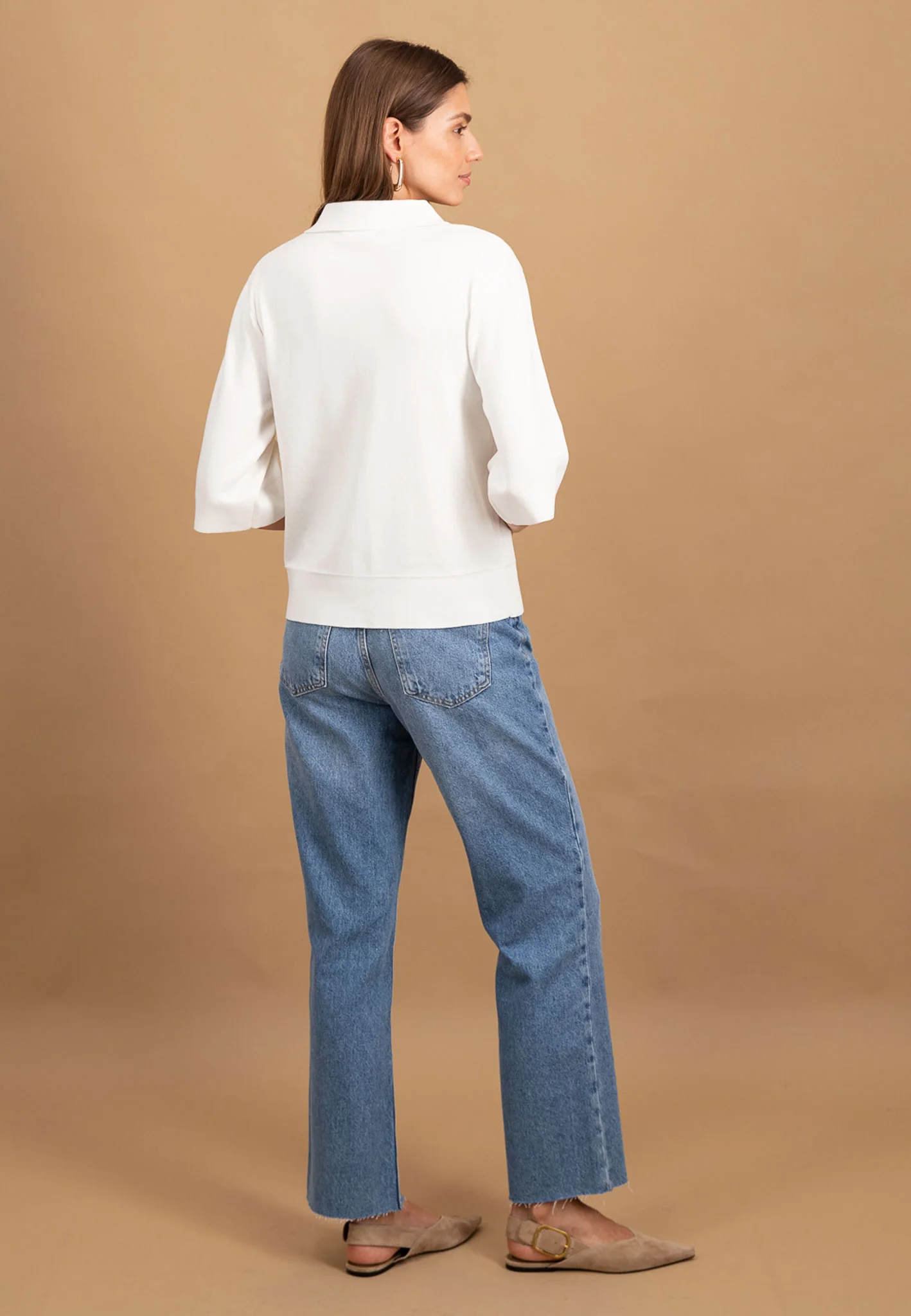 Feinstrick-Cardigan aus Viskose-Polyamid-Mix mit 3/4-Ärmeln - Image 3