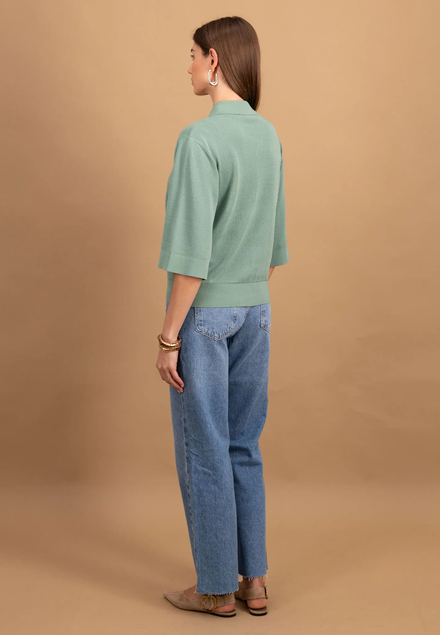 Feinstrick-Cardigan aus Viskose-Polyamid-Mix mit 3/4-Ärmeln - Image 9