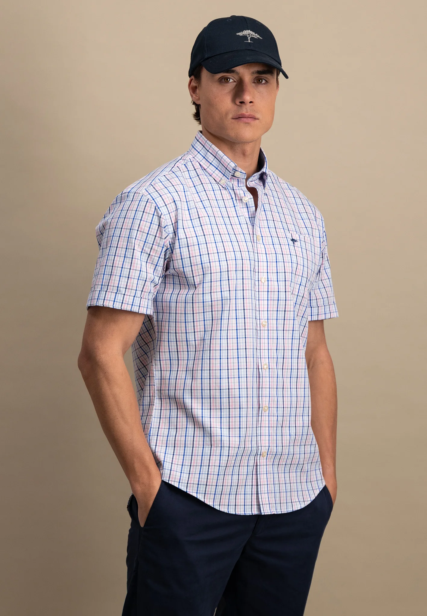 Halbarm-Hemd aus Baumwolle fein kariert - Image 5