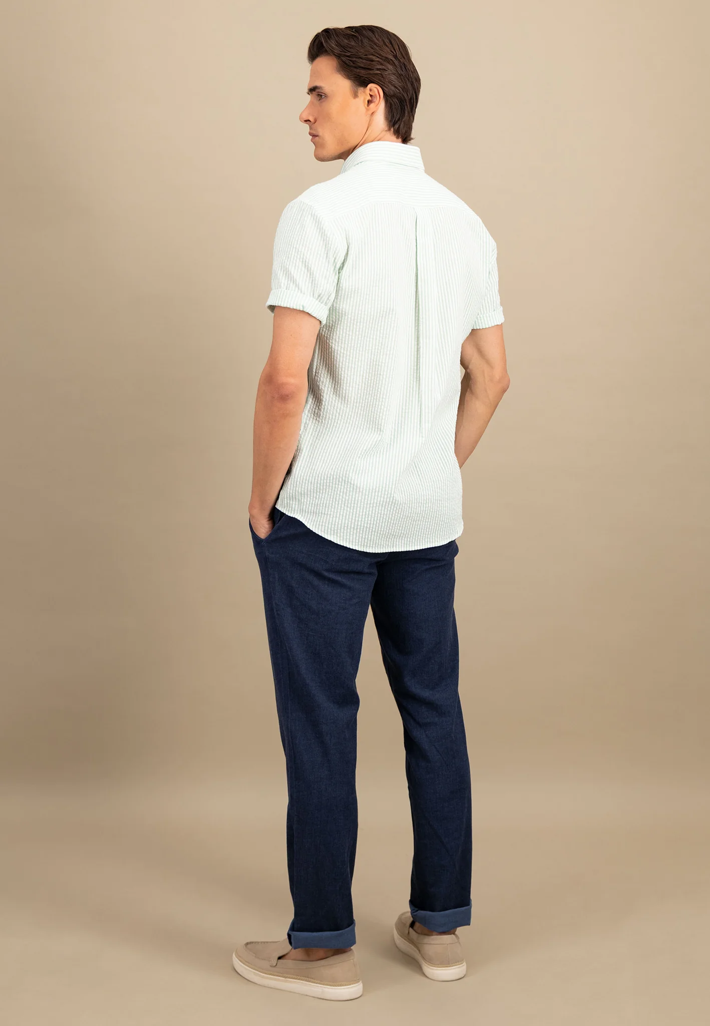 Halbarm-Hemd aus Baumwolle gestreift - Image 3