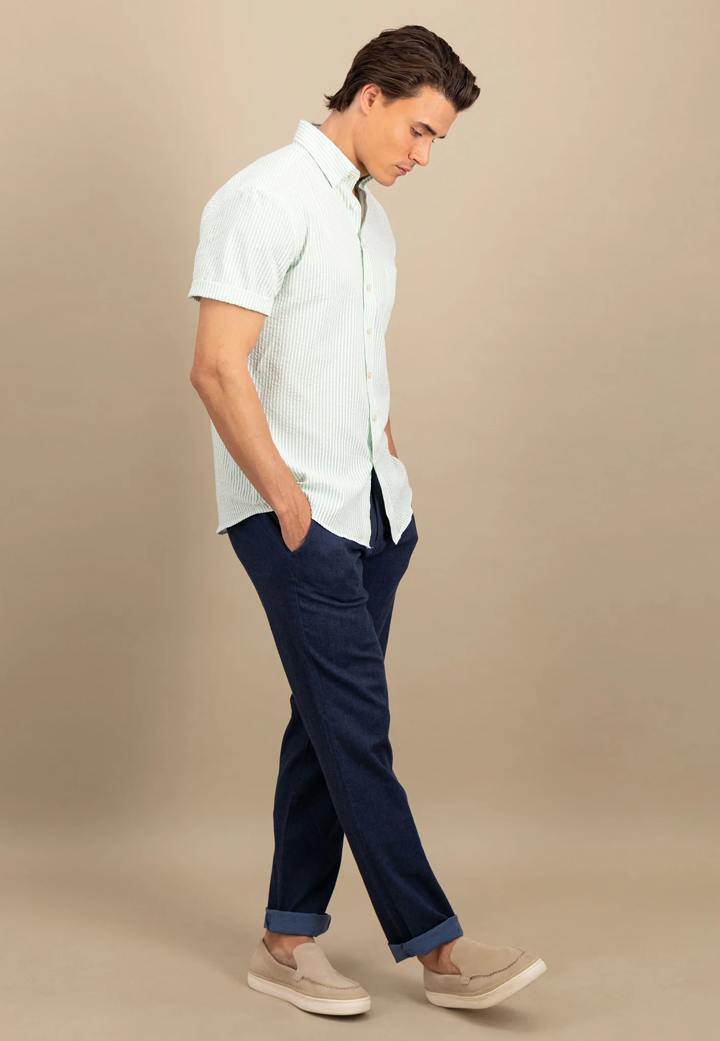 Halbarm-Hemd aus Baumwolle gestreift - Image 4