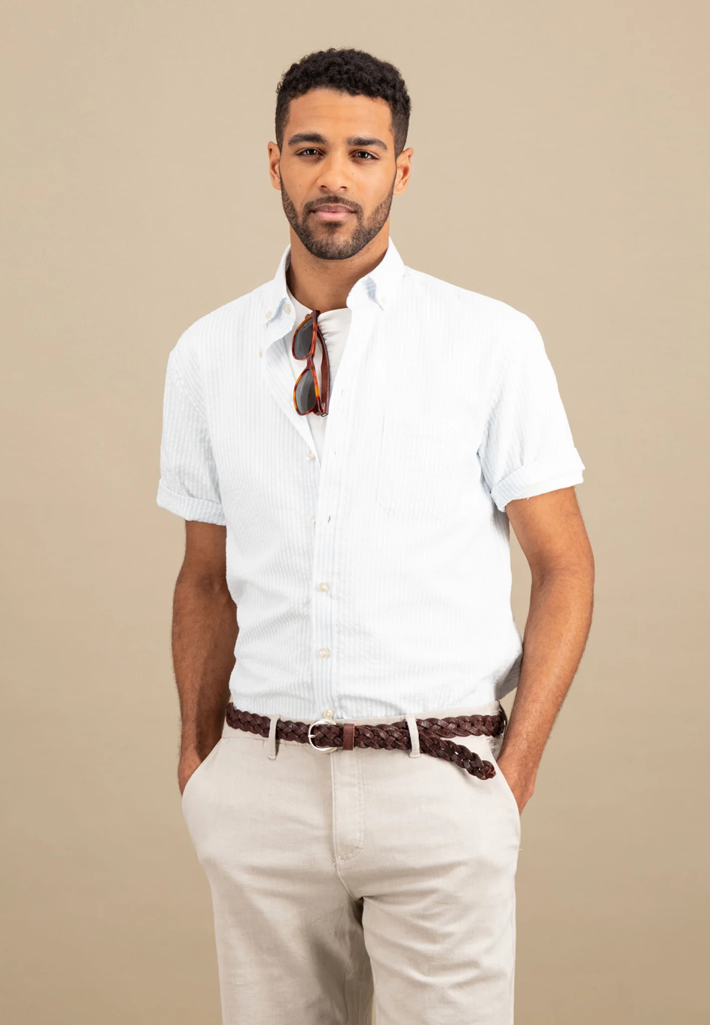 Halbarm-Hemd aus Baumwolle gestreift - Image 6