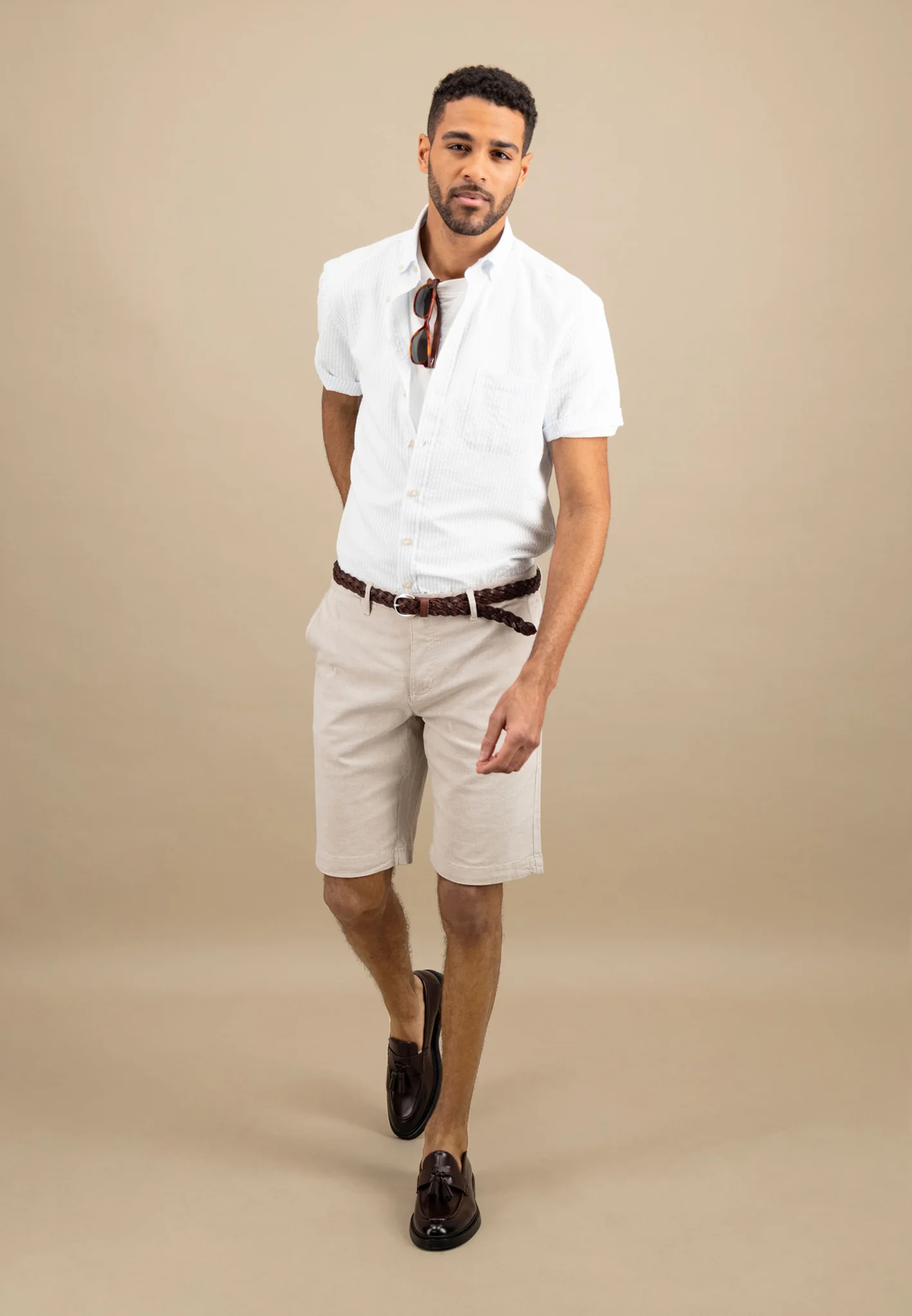 Halbarm-Hemd aus Baumwolle gestreift - Image 9