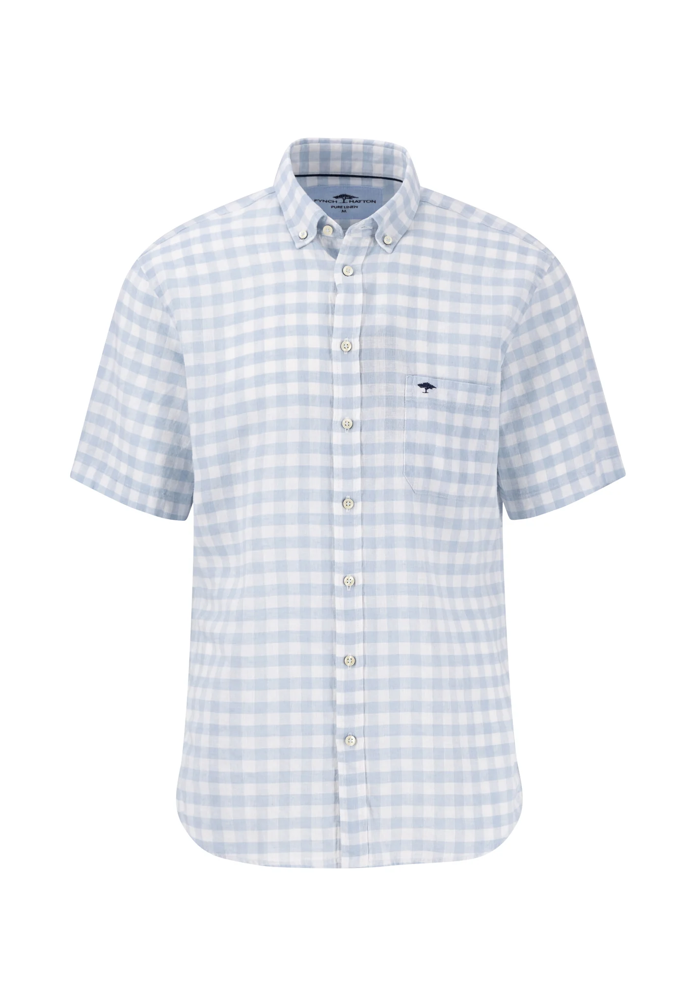 Kariertes kurzarm Hemd aus Leinen mit Brusttasche - Image 3