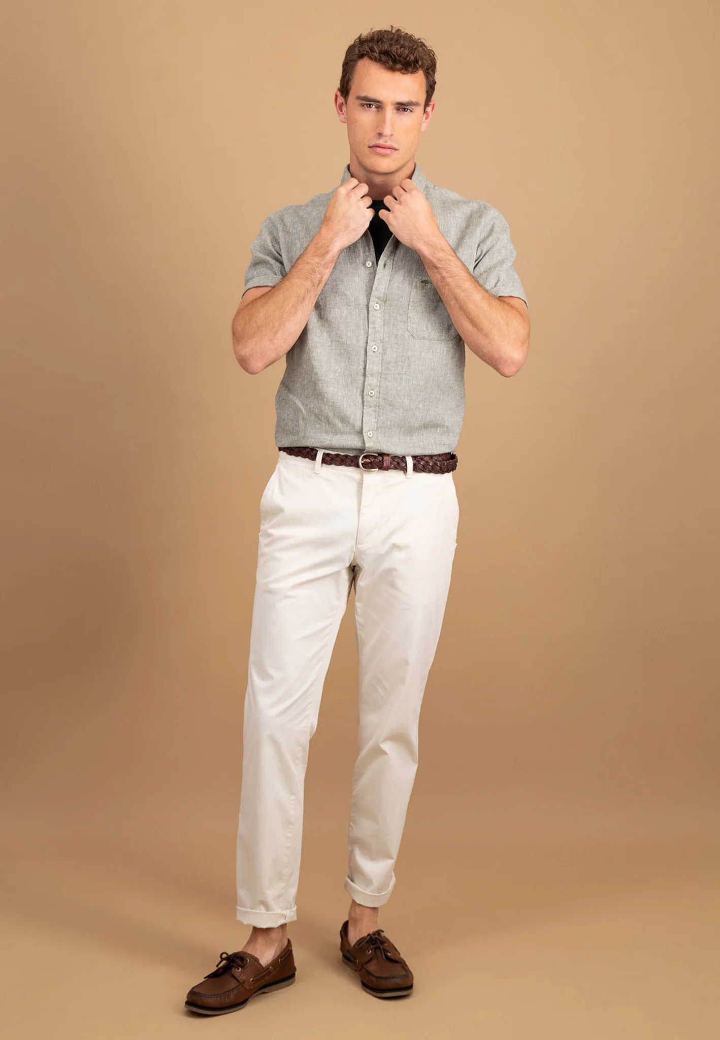 Kurzarm Hemd aus Leinen-Baumwoll-Mix mit Brusttasche - Image 10