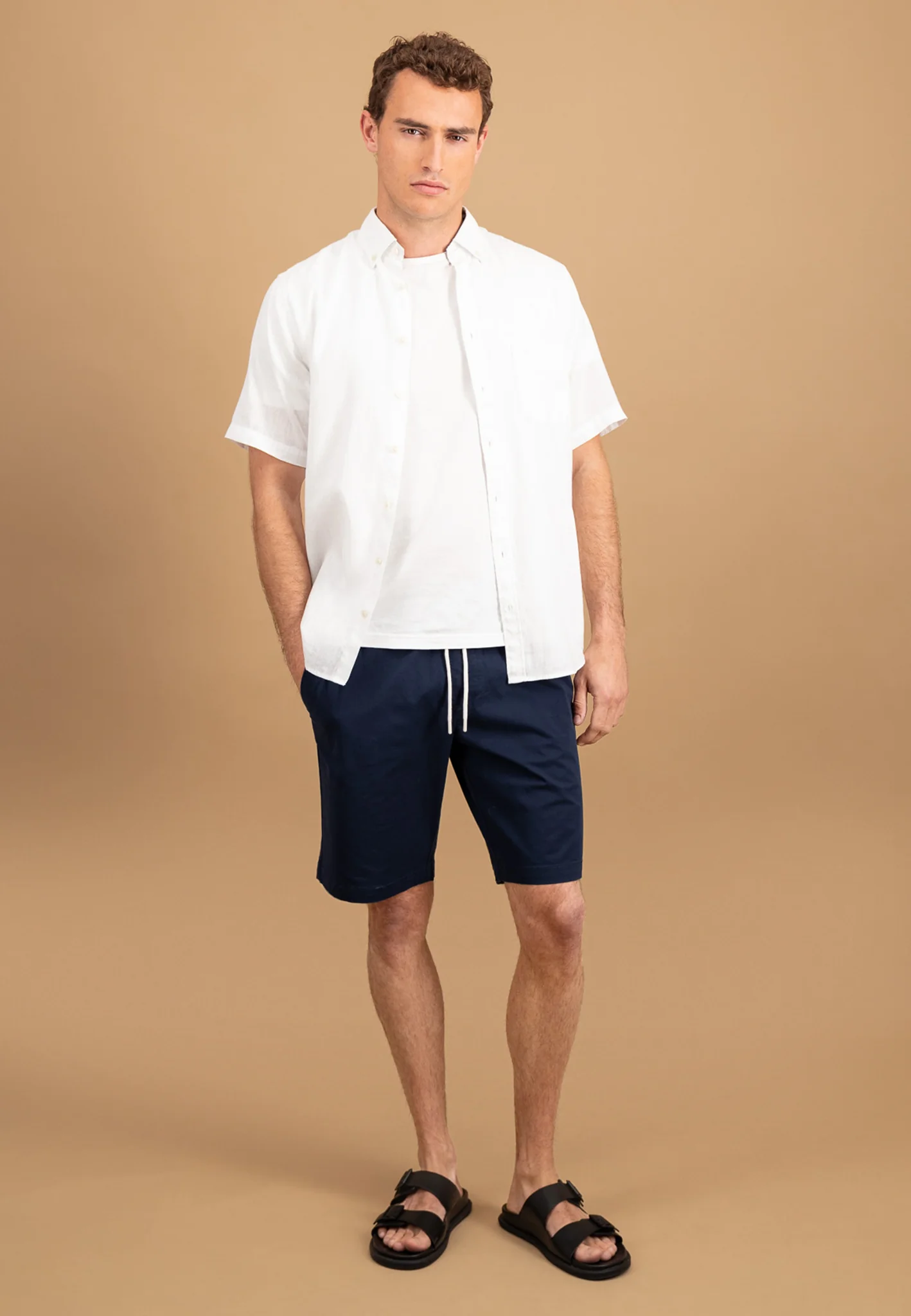 Kurzarm Hemd aus Leinen-Baumwoll-Mix mit Brusttasche - Image 14