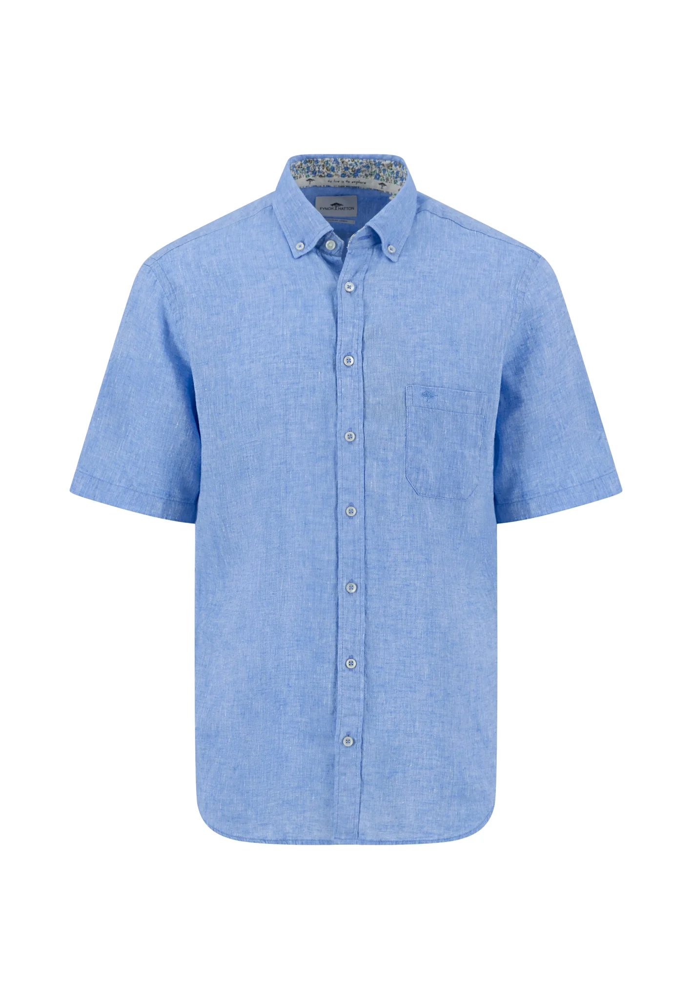 Kurzarm Hemd aus Leinen-Baumwoll-Mix mit Brusttasche - Image 5