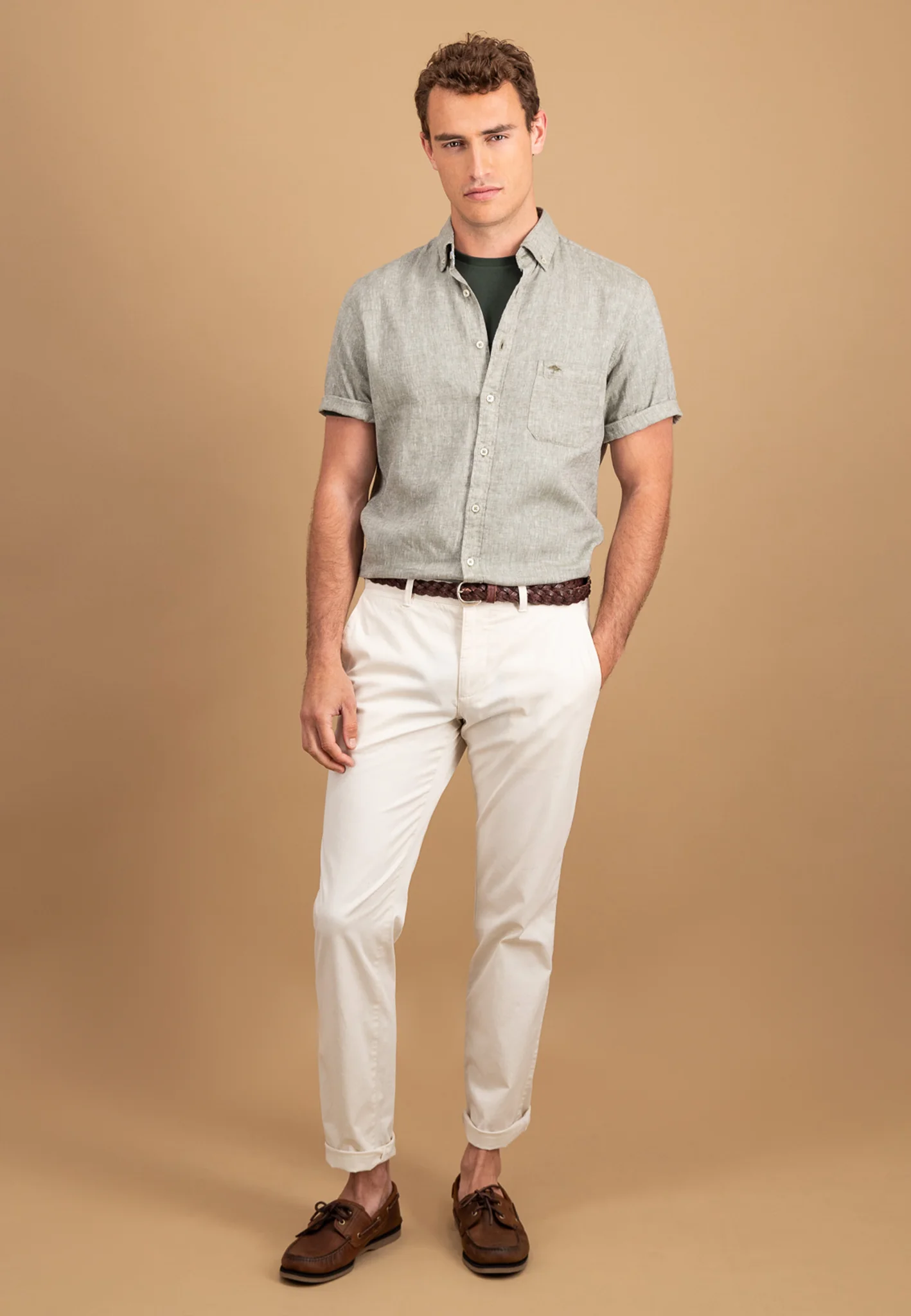 Kurzarm Hemd aus Leinen-Baumwoll-Mix mit Brusttasche - Image 8