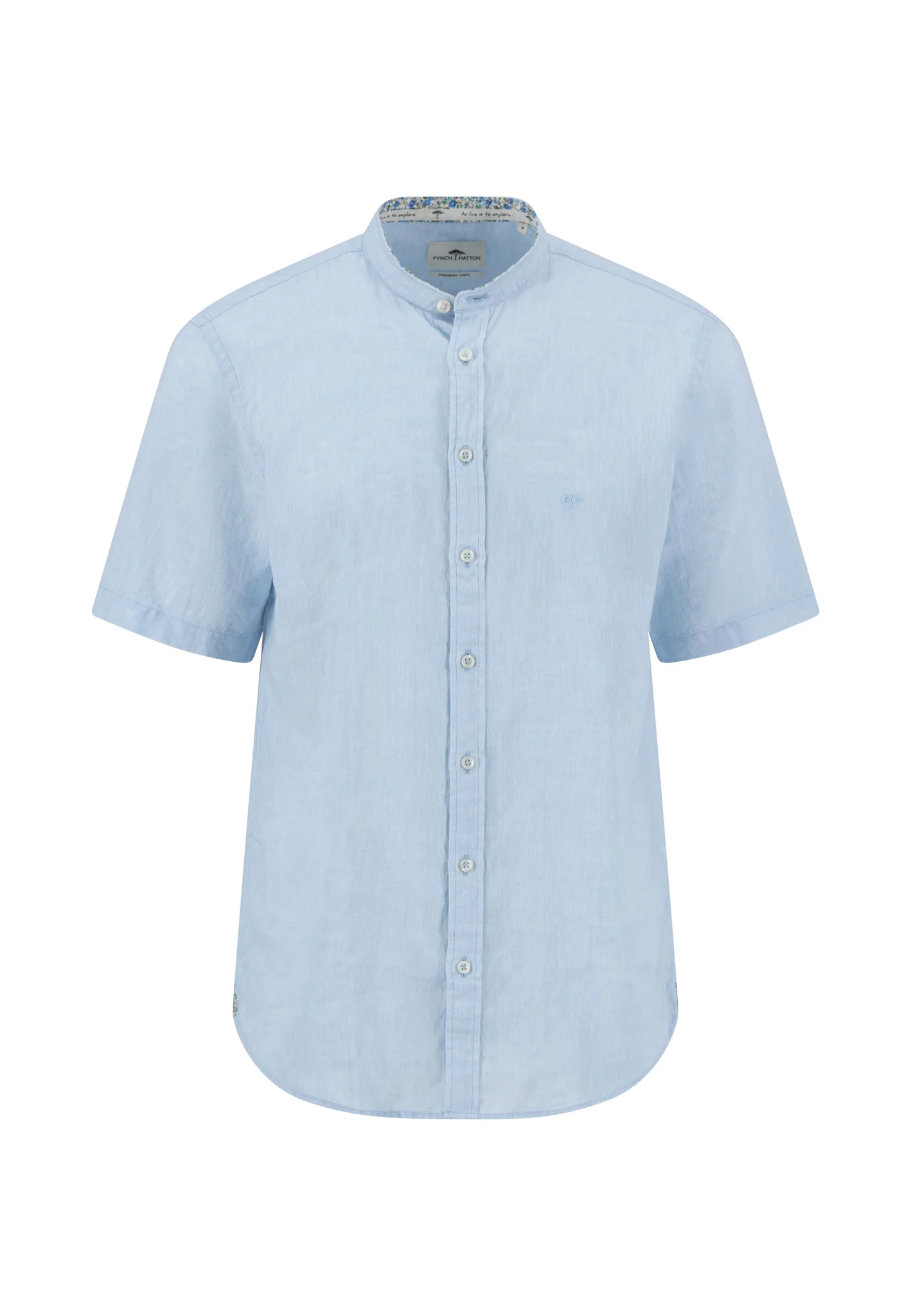 Kurzarm Hemd aus Leinen-Baumwoll-Mix mit Stehkragen - Image 4