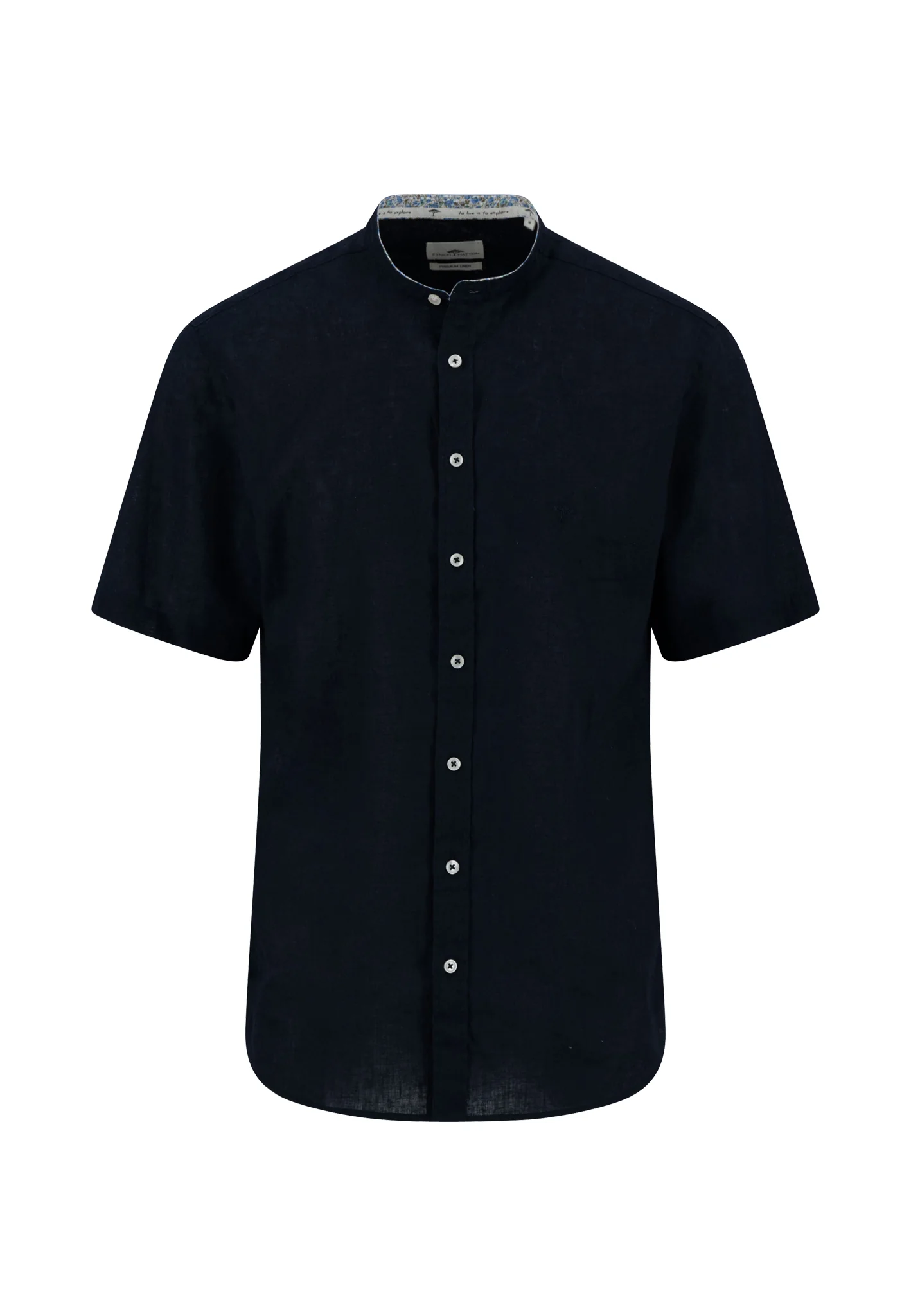 Kurzarm Hemd aus Leinen-Baumwoll-Mix mit Stehkragen - Image 6