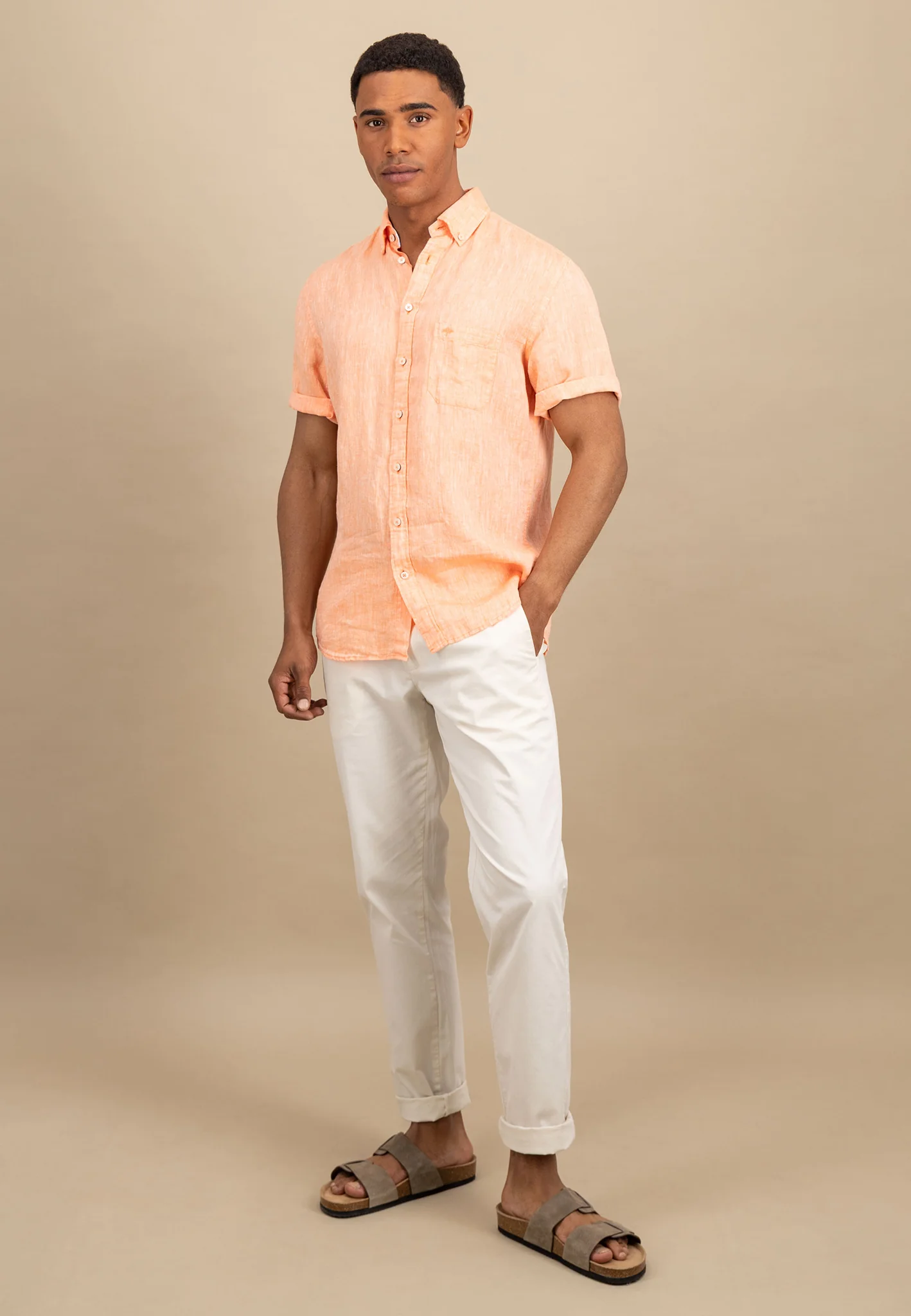 Kurzarm Hemd aus Leinen mit Brusttasche - Image 10