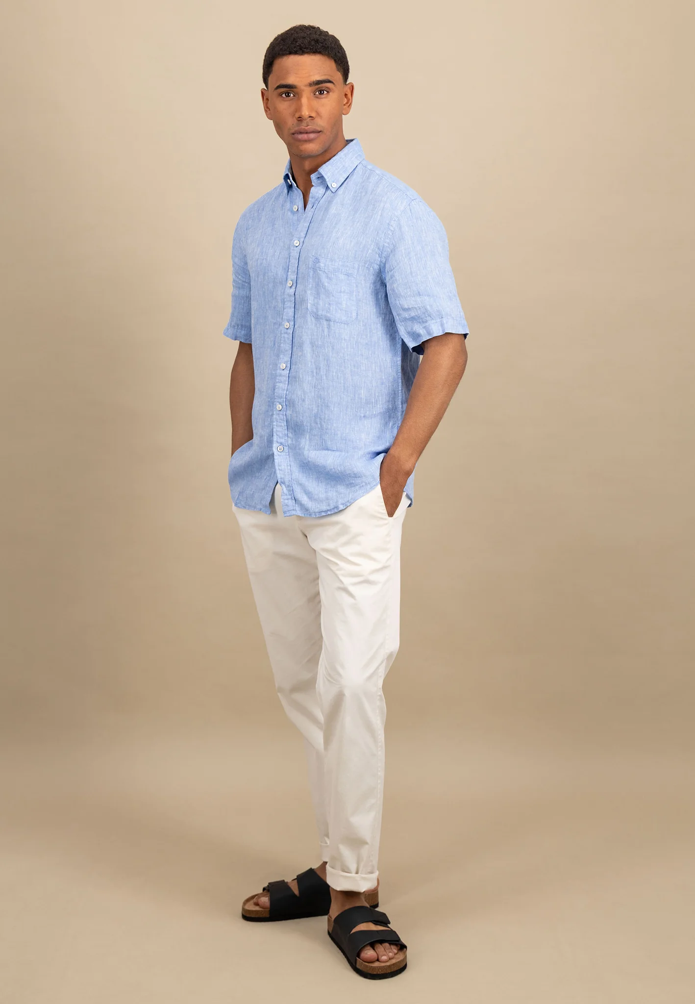 Kurzarm Hemd aus Leinen mit Brusttasche - Image 14