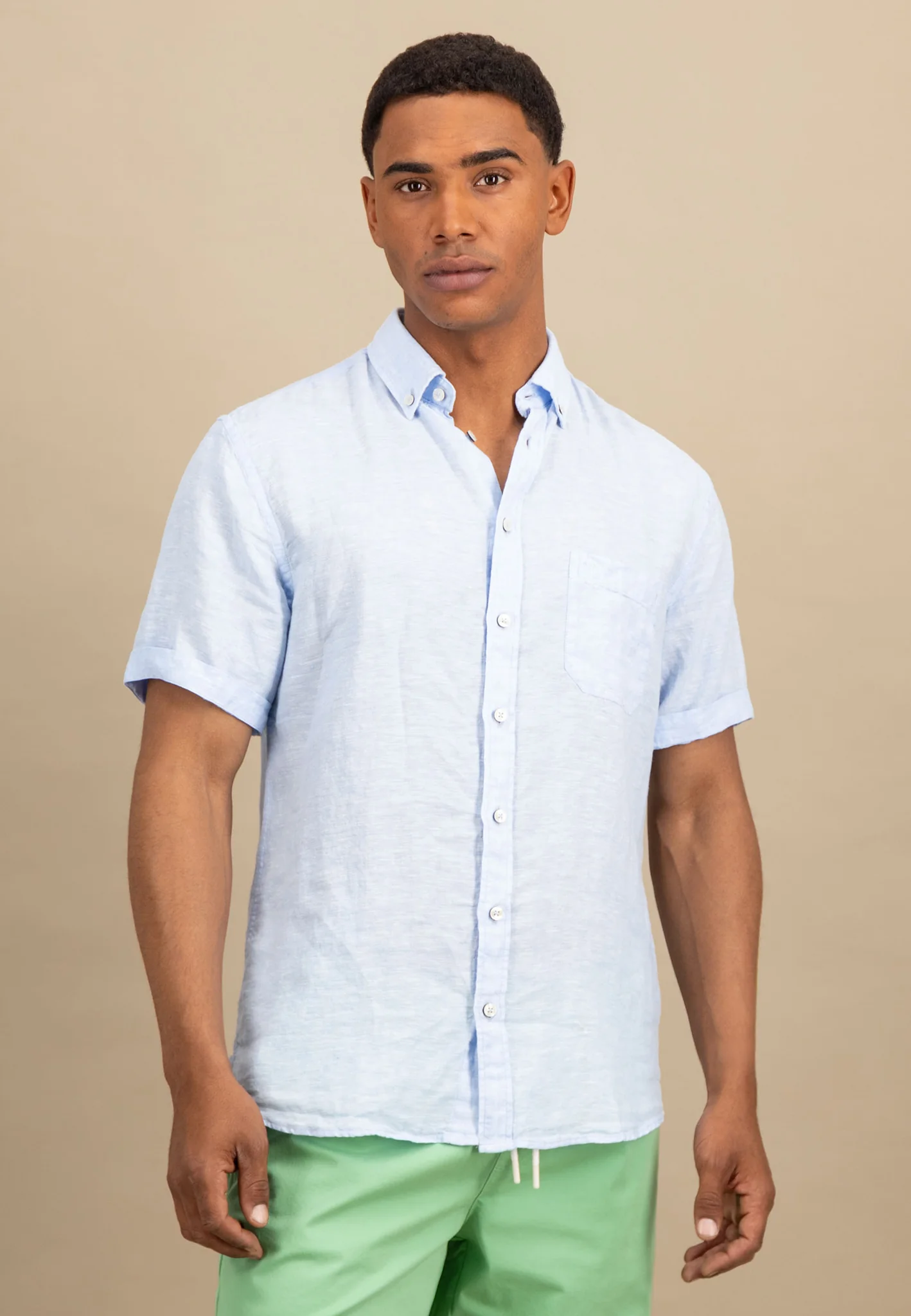 Kurzarm Hemd aus Leinen mit Brusttasche - Image 19