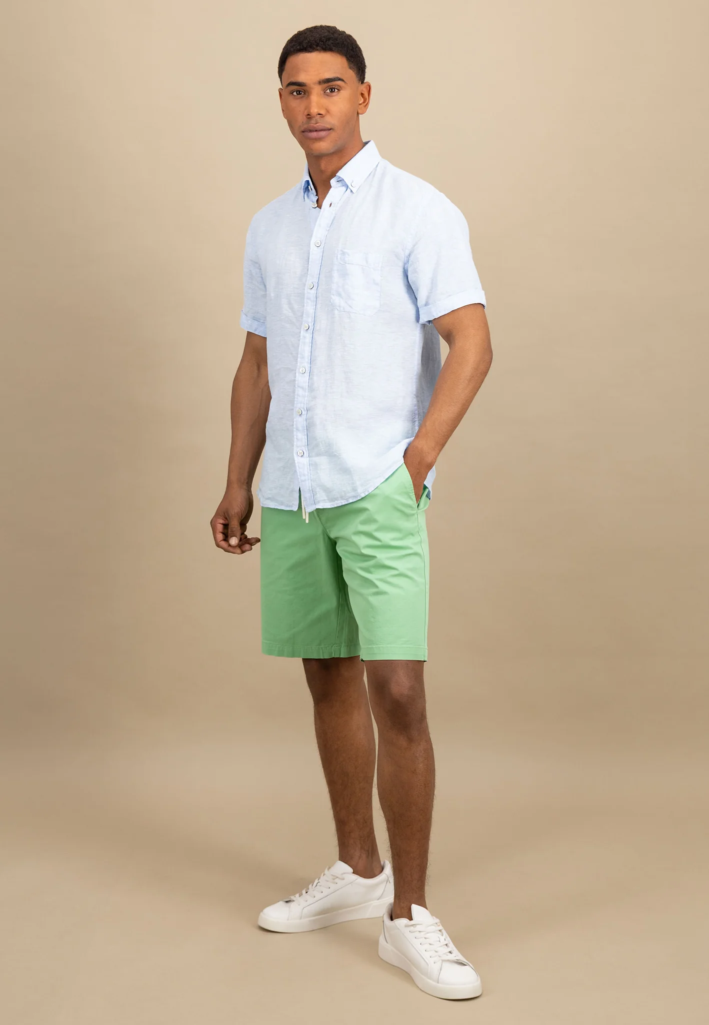 Kurzarm Hemd aus Leinen mit Brusttasche - Image 22