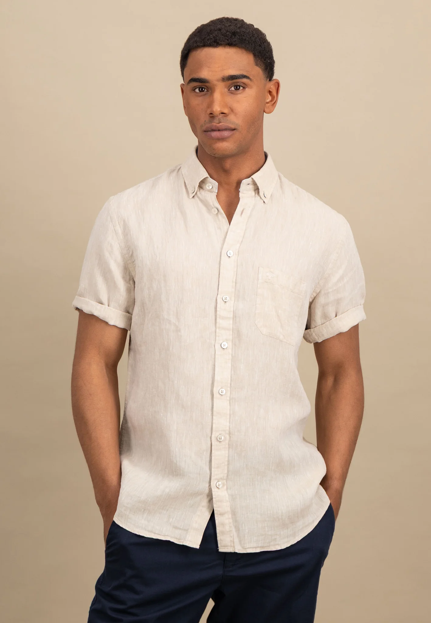 Kurzarm Hemd aus Leinen mit Brusttasche - Image 25