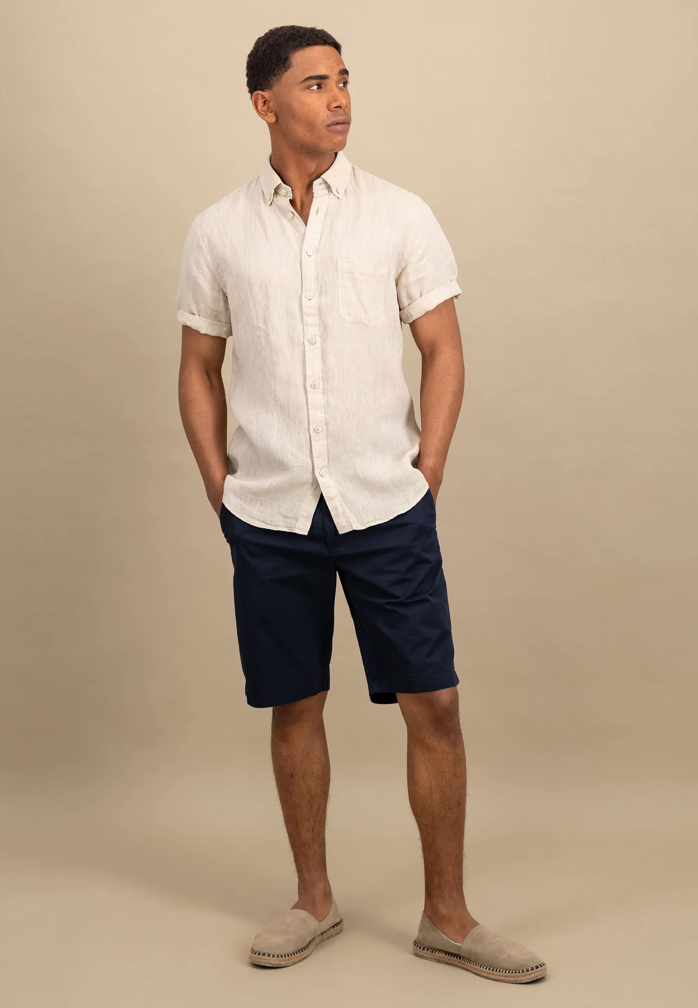 Kurzarm Hemd aus Leinen mit Brusttasche - Image 26