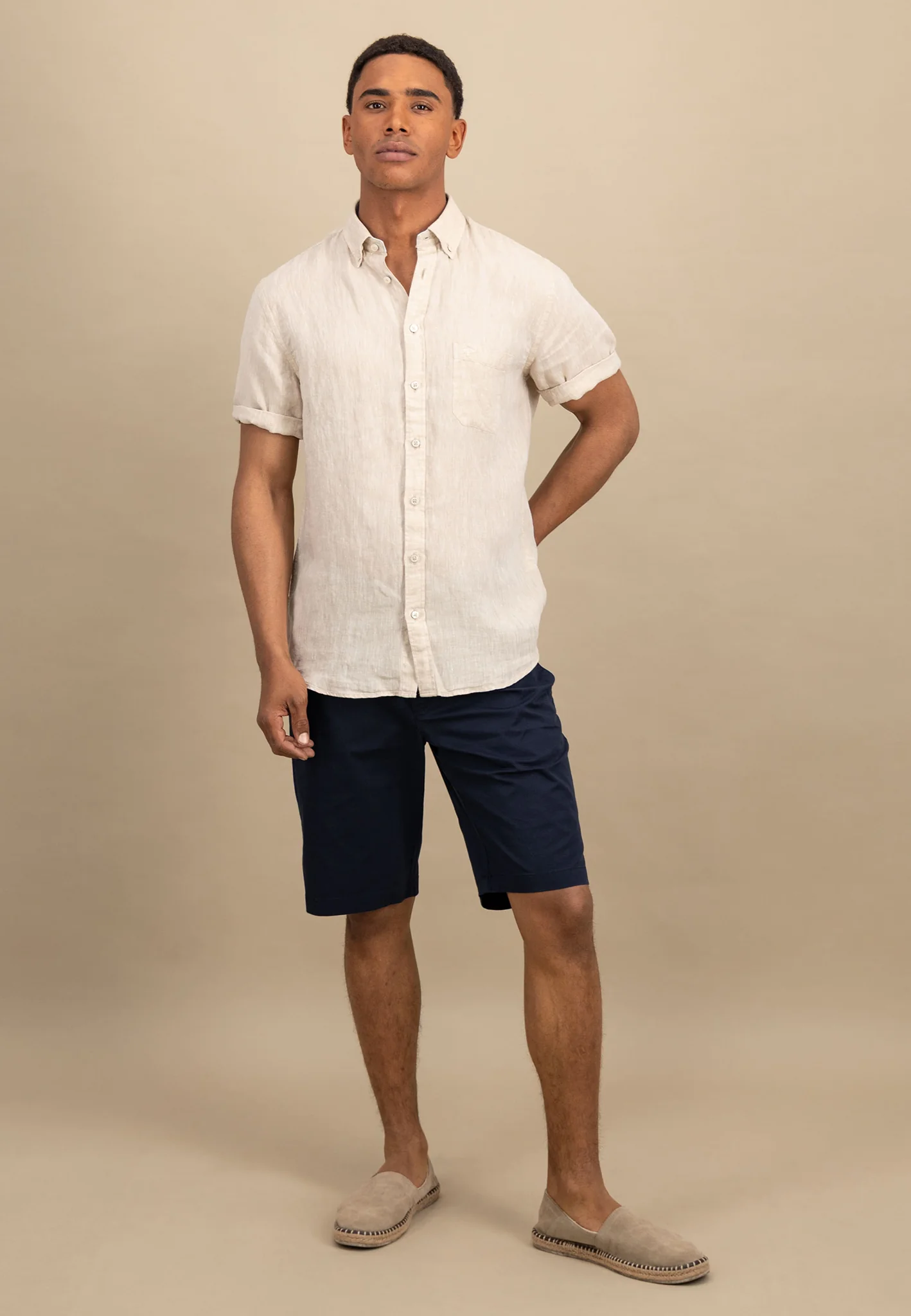 Kurzarm Hemd aus Leinen mit Brusttasche - Image 28