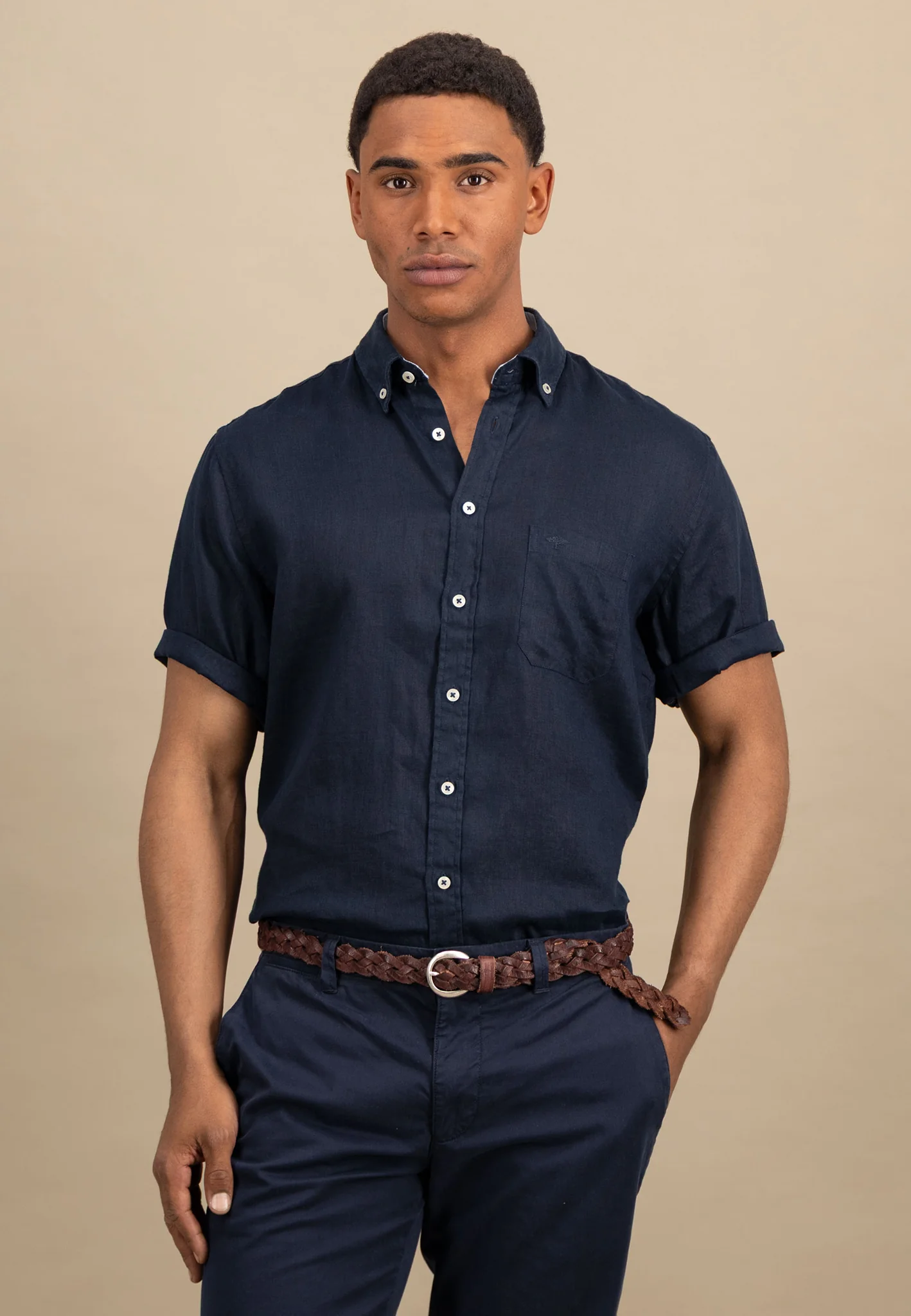 Kurzarm Hemd aus Leinen mit Brusttasche - Image 31