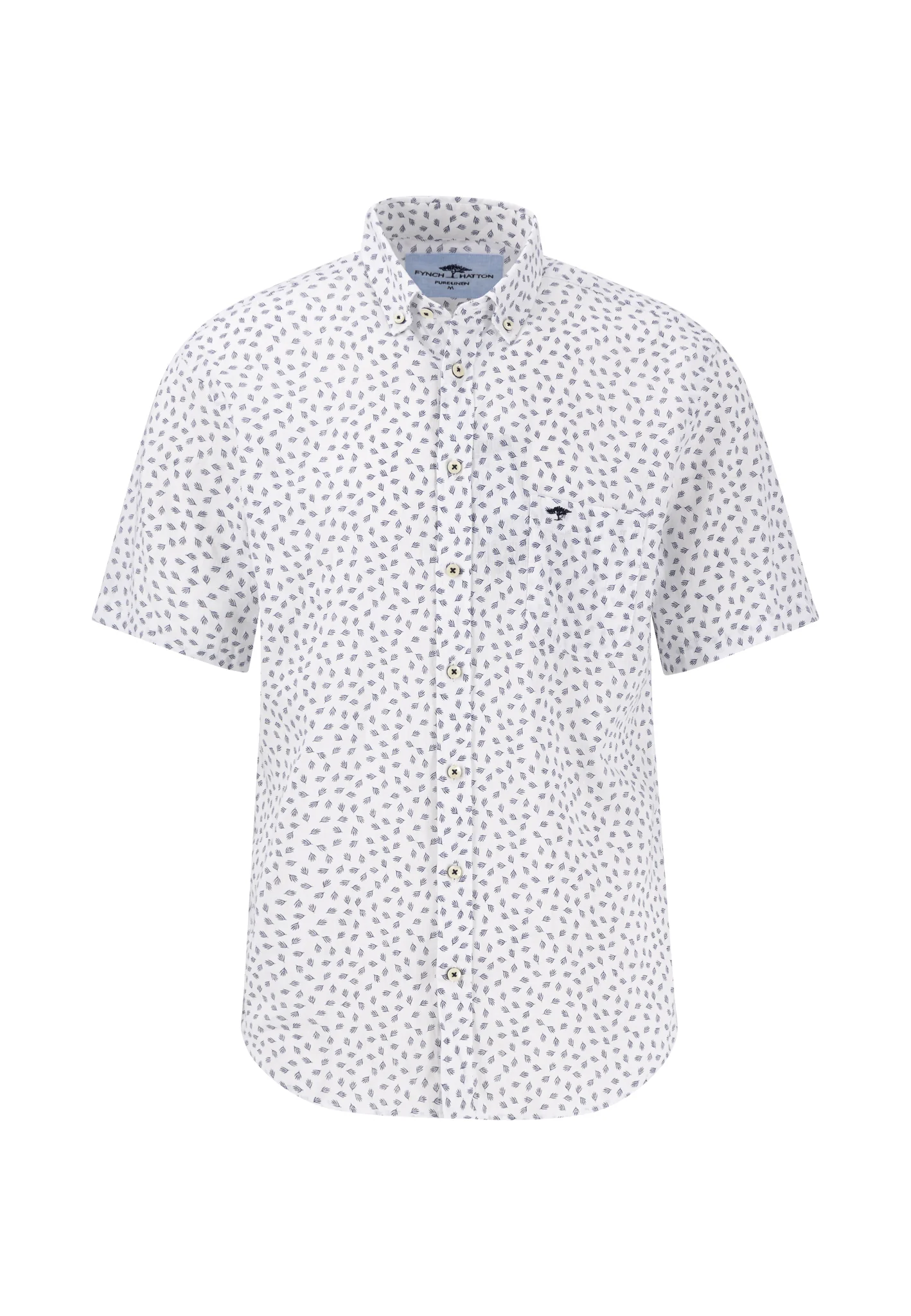 Kurzarm Hemd aus Leinen mit Muster und Brusttasche - Image 5