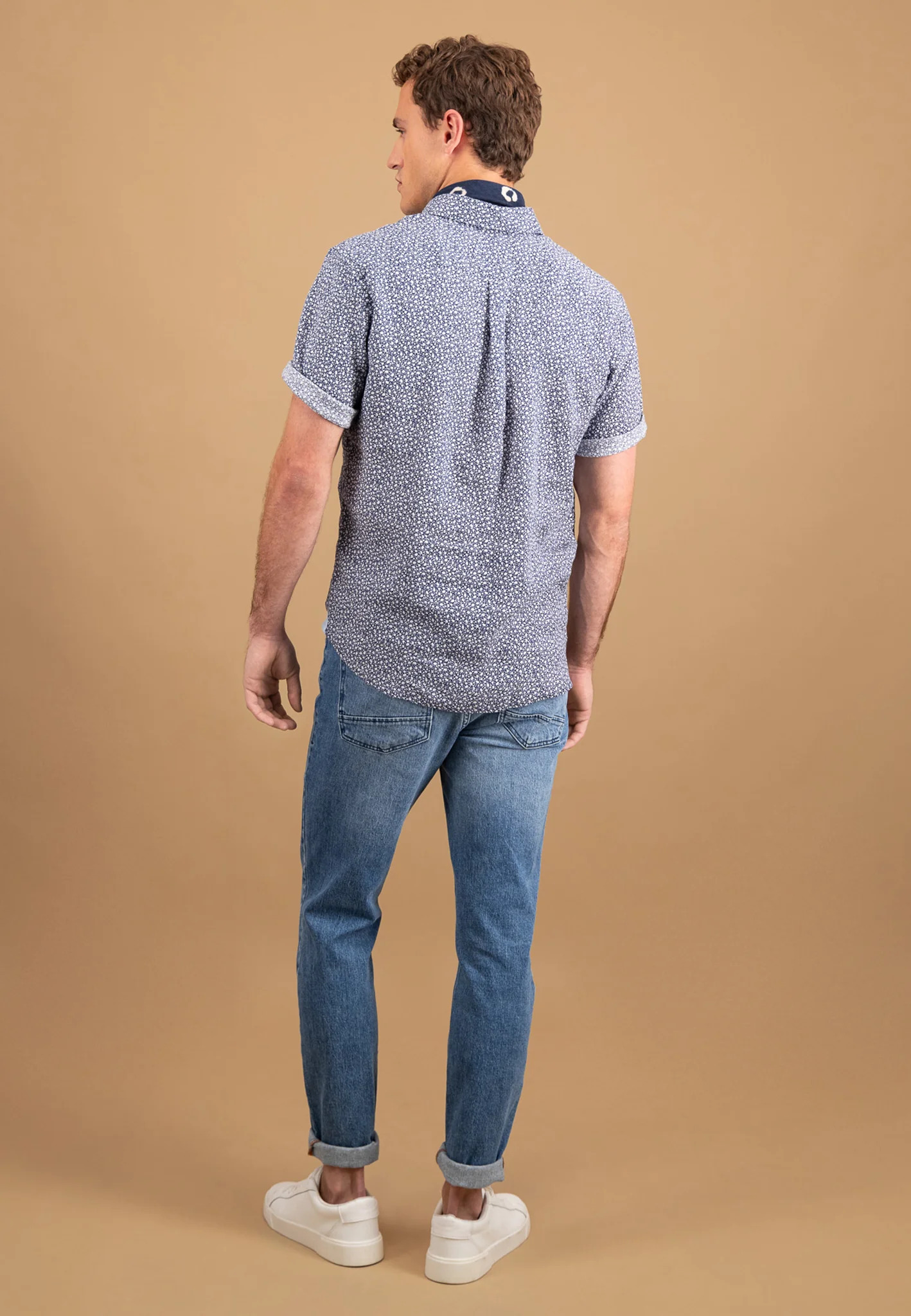 Kurzarm Hemd aus Leinen mit Muster und Brusttasche - Image 9