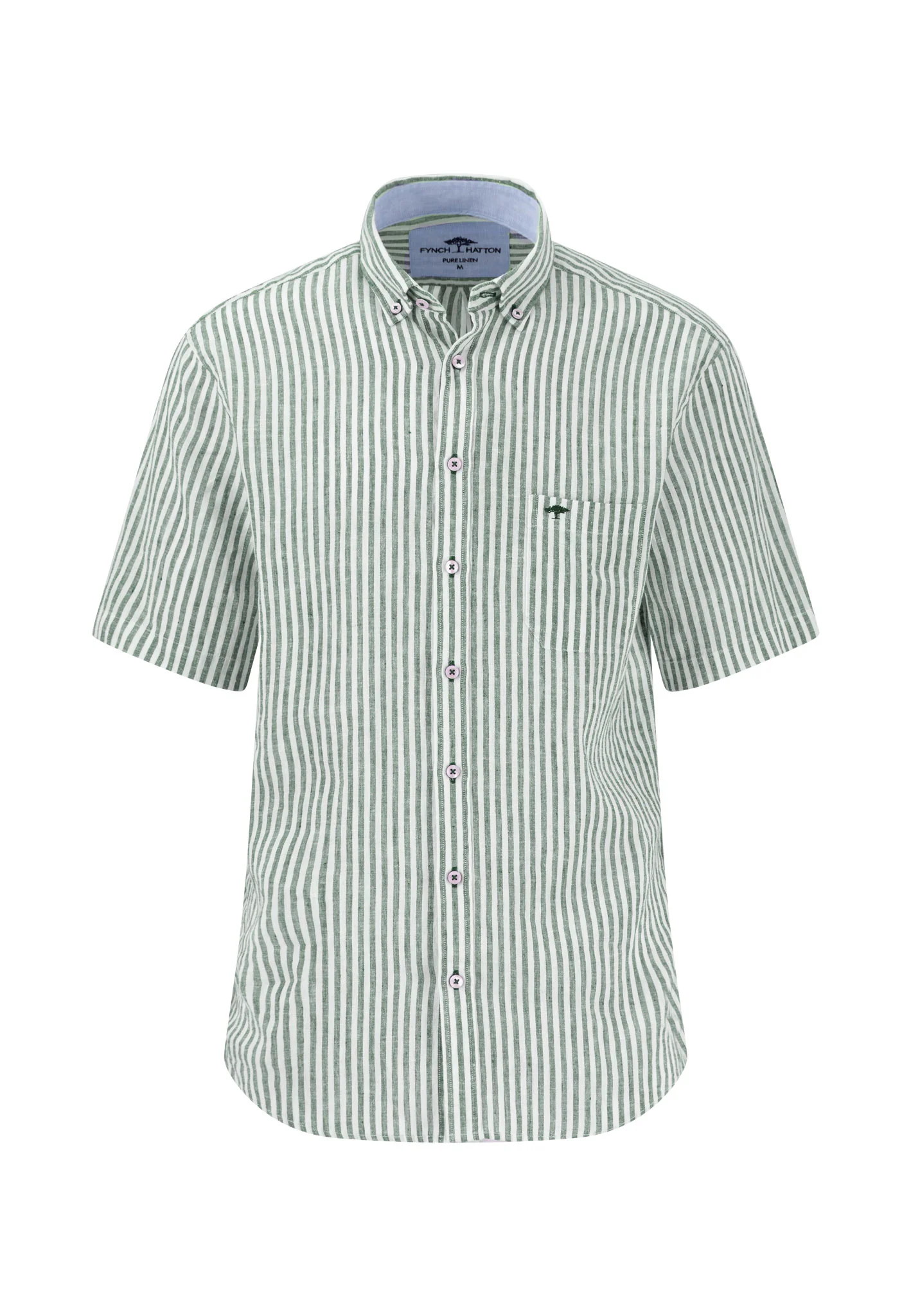 Kurzarm Hemd aus Leinen mit Streifen und Brusttasche - Image 11