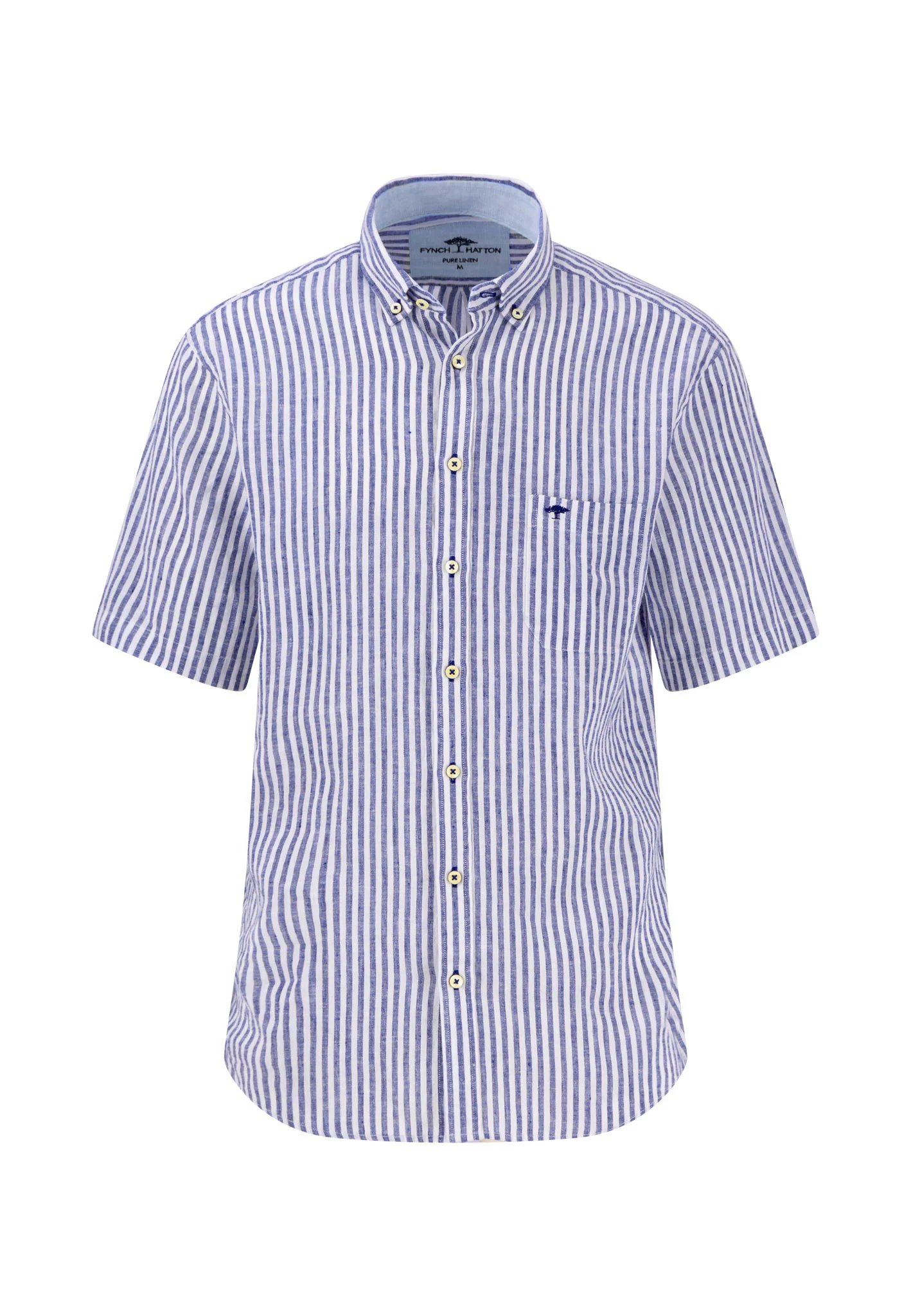 Kurzarm Hemd aus Leinen mit Streifen und Brusttasche - Image 7