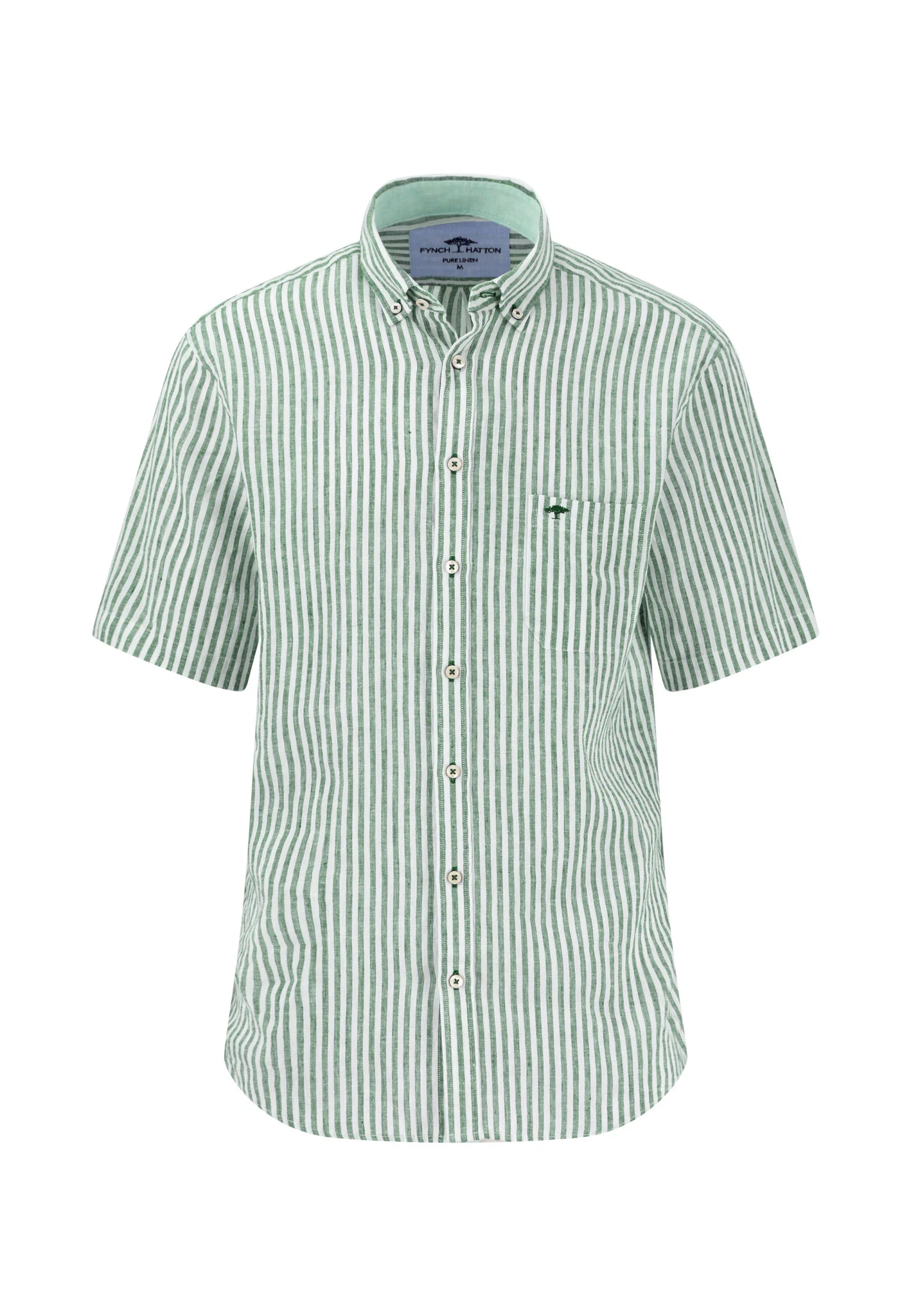 Kurzarm Hemd aus Leinen mit Streifen und Brusttasche - Image 9