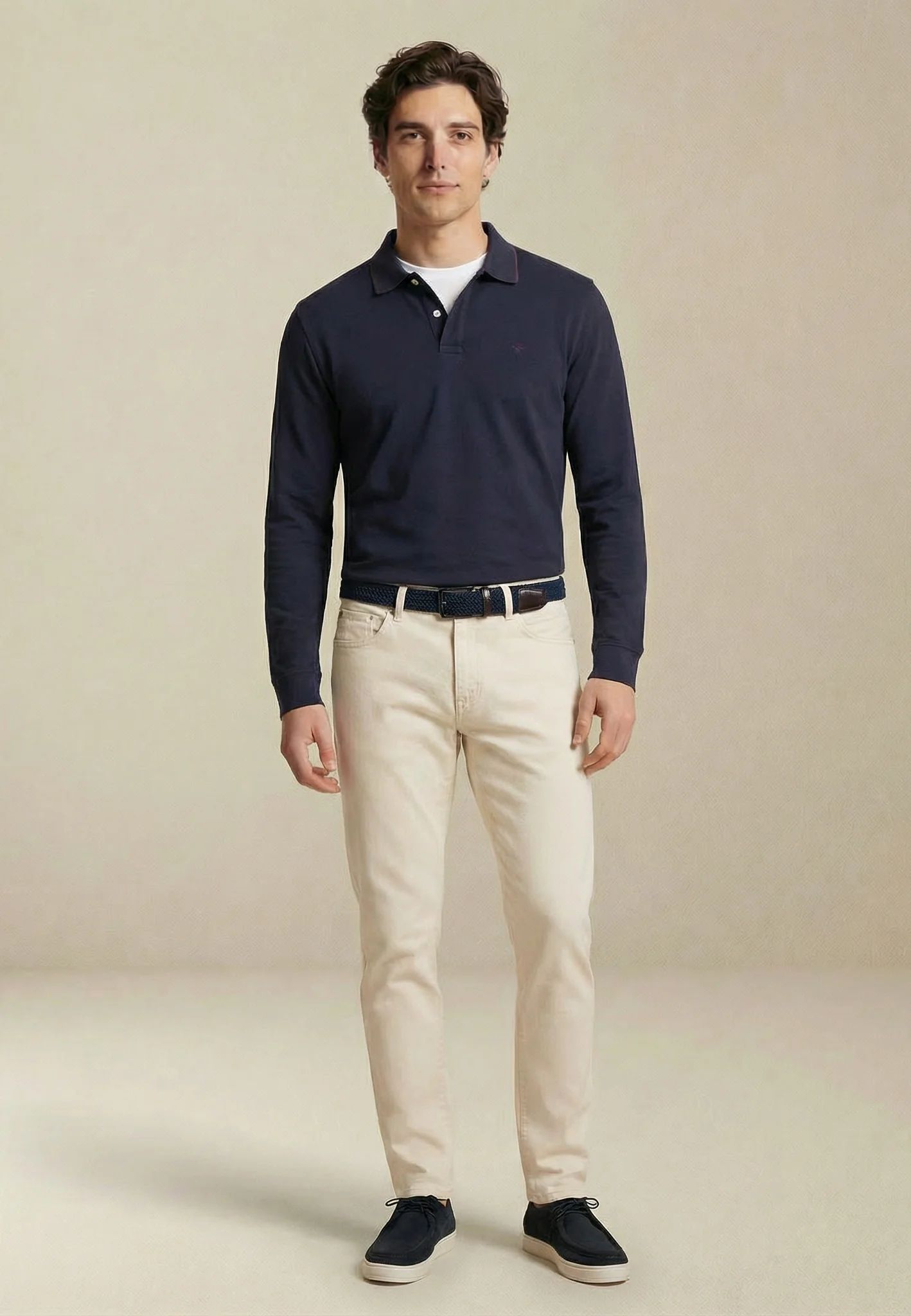 Langarm-Poloshirt aus Baumwolle mit Kontrastkragen - Image 12