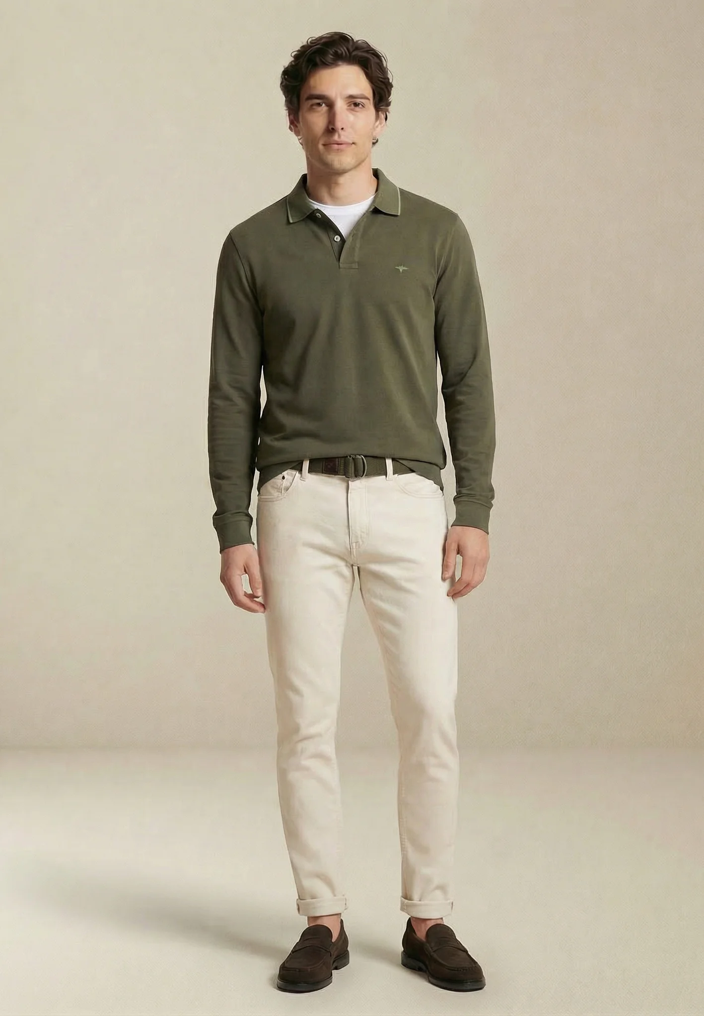 Langarm-Poloshirt aus Baumwolle mit Kontrastkragen - Image 17