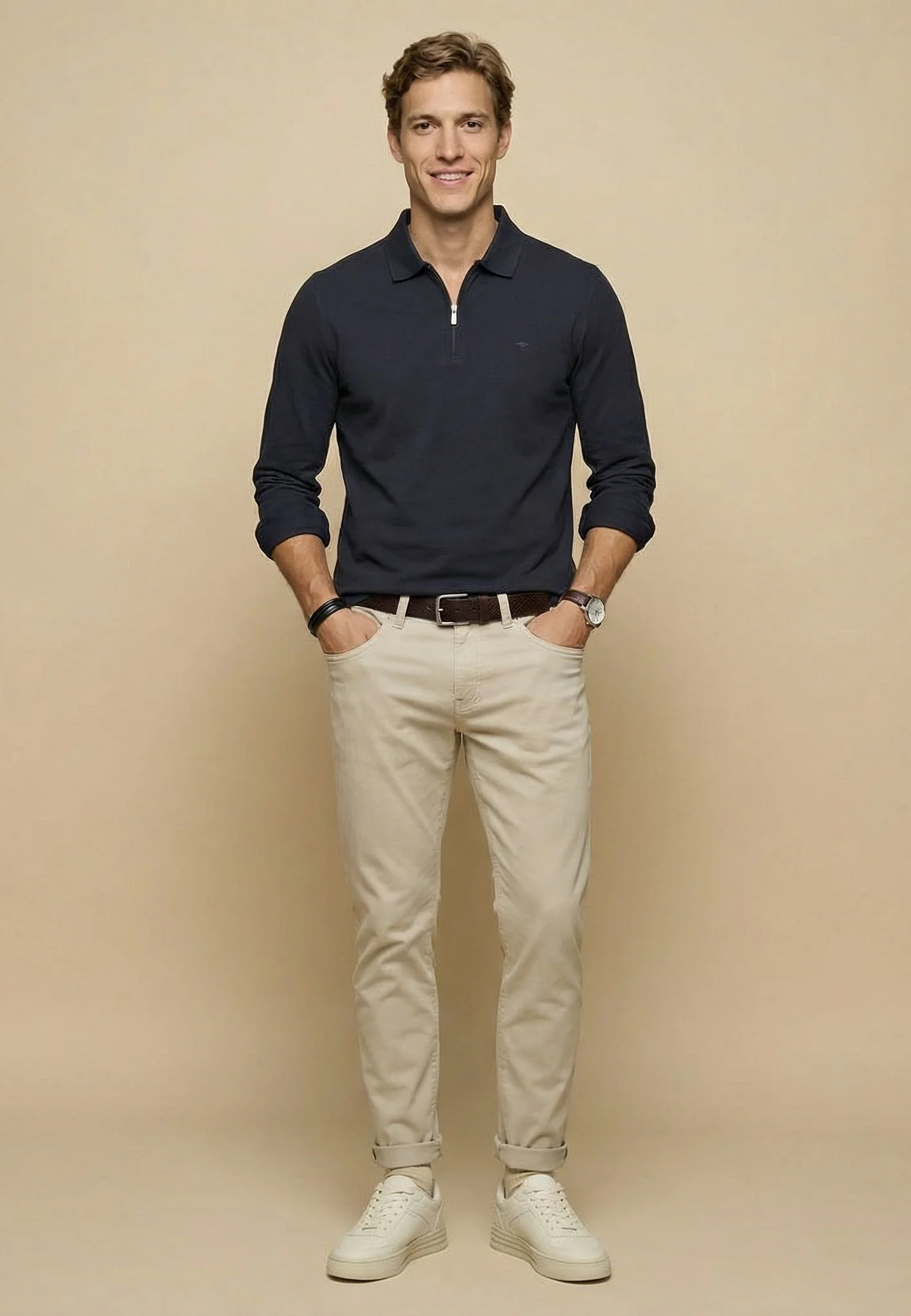 Langarm-Poloshirt aus Baumwolle mit Reißverschluss - Image 13