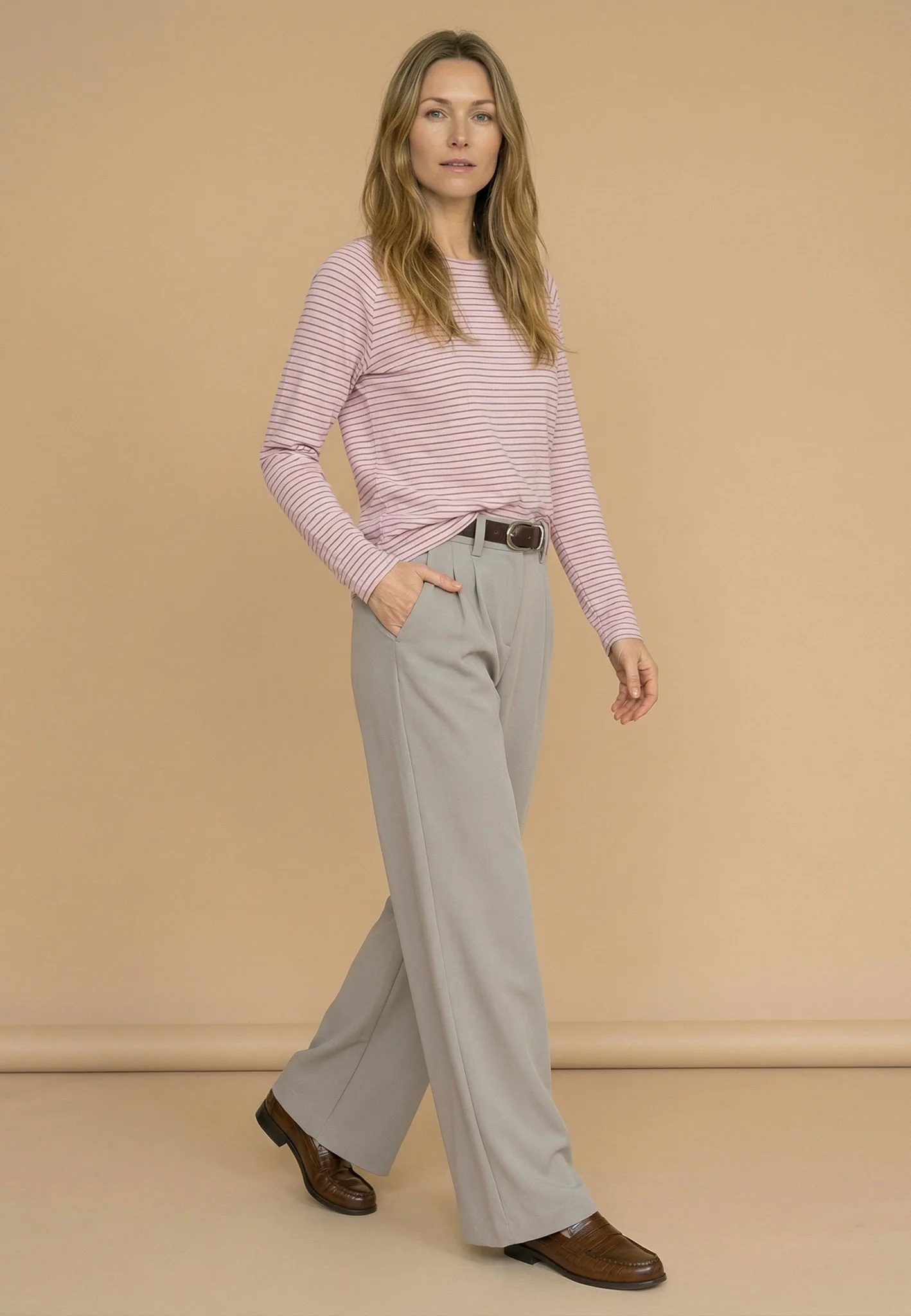 Langarmshirt aus Baumwolle mit Rundhalsausschnitt und Streifenmuster - Image 4