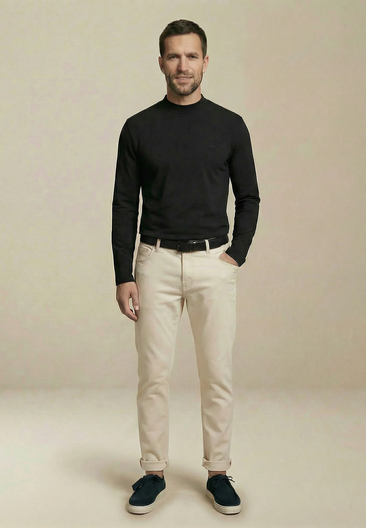 Langarmshirt aus Baumwolle mit Stehkragen - Image 17