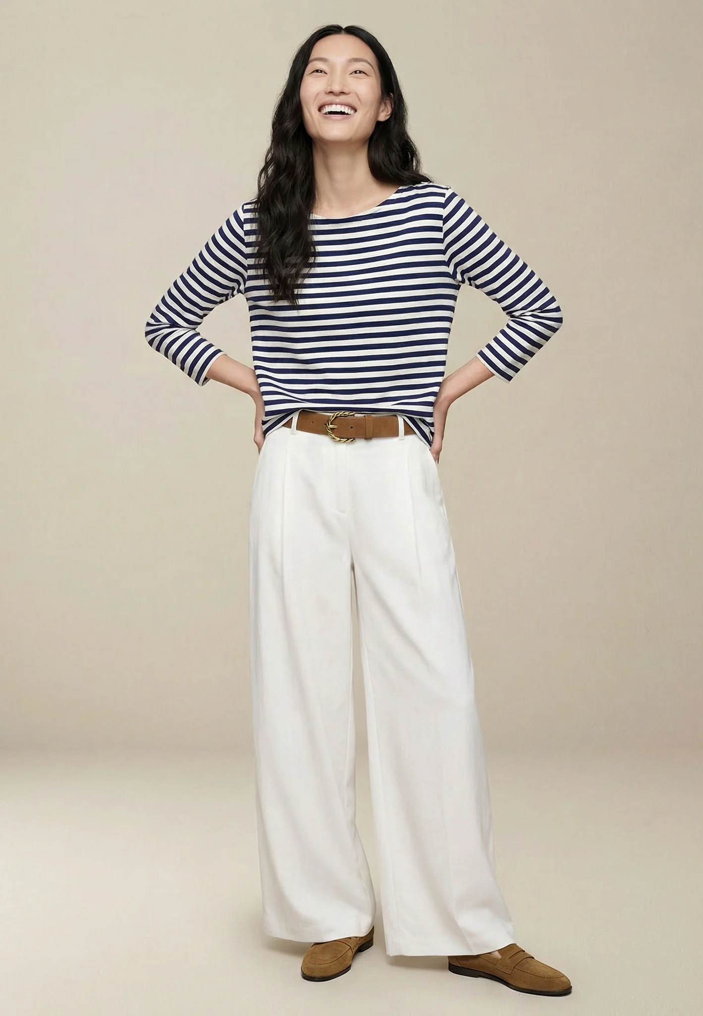 Langarmshirt aus Viskosemix mit Streifenmuster und Rundhalsausschnitt - Image 3