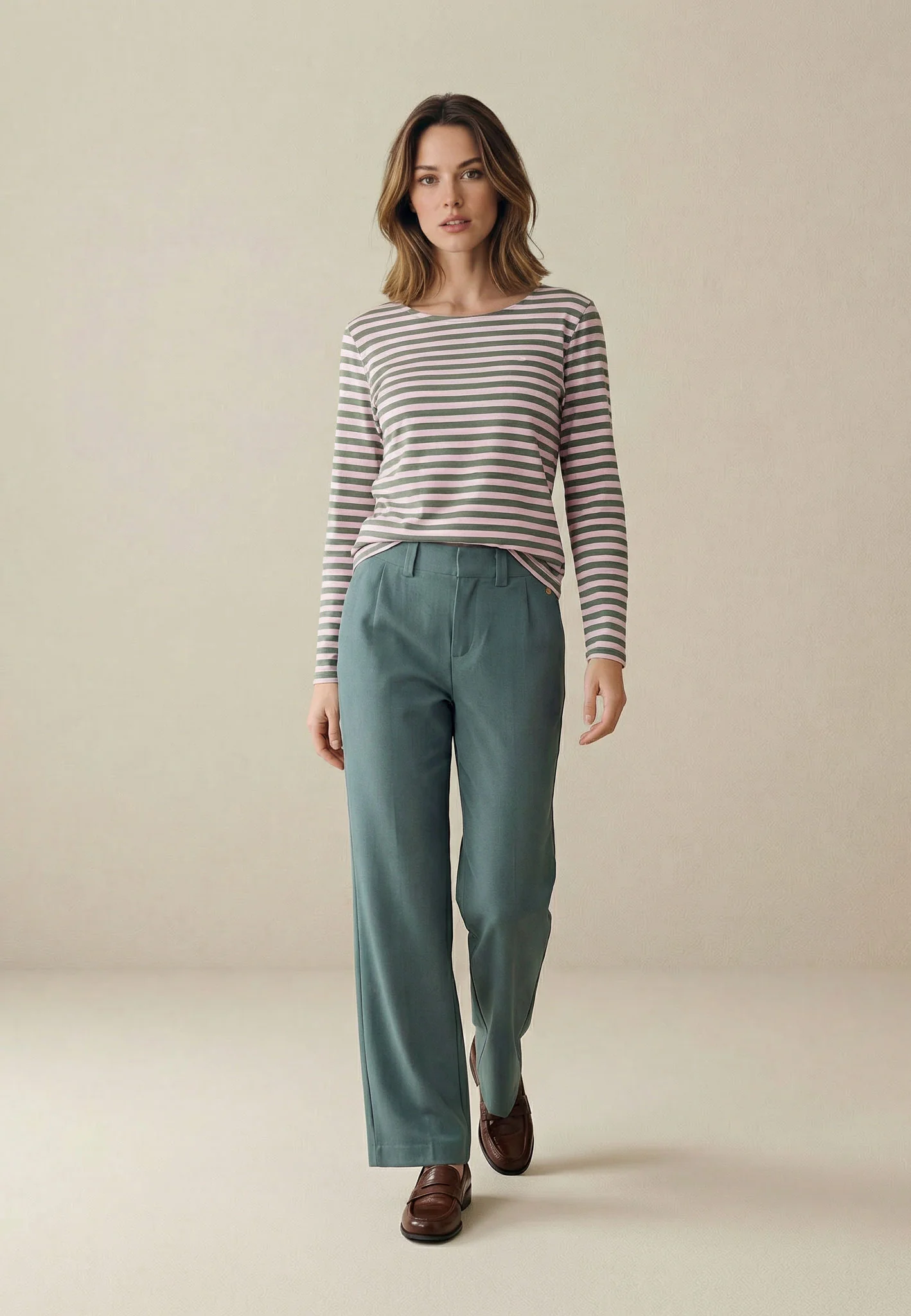 Langarmshirt aus Viskosemix mit Streifenmuster und Rundhalsausschnitt - Image 7