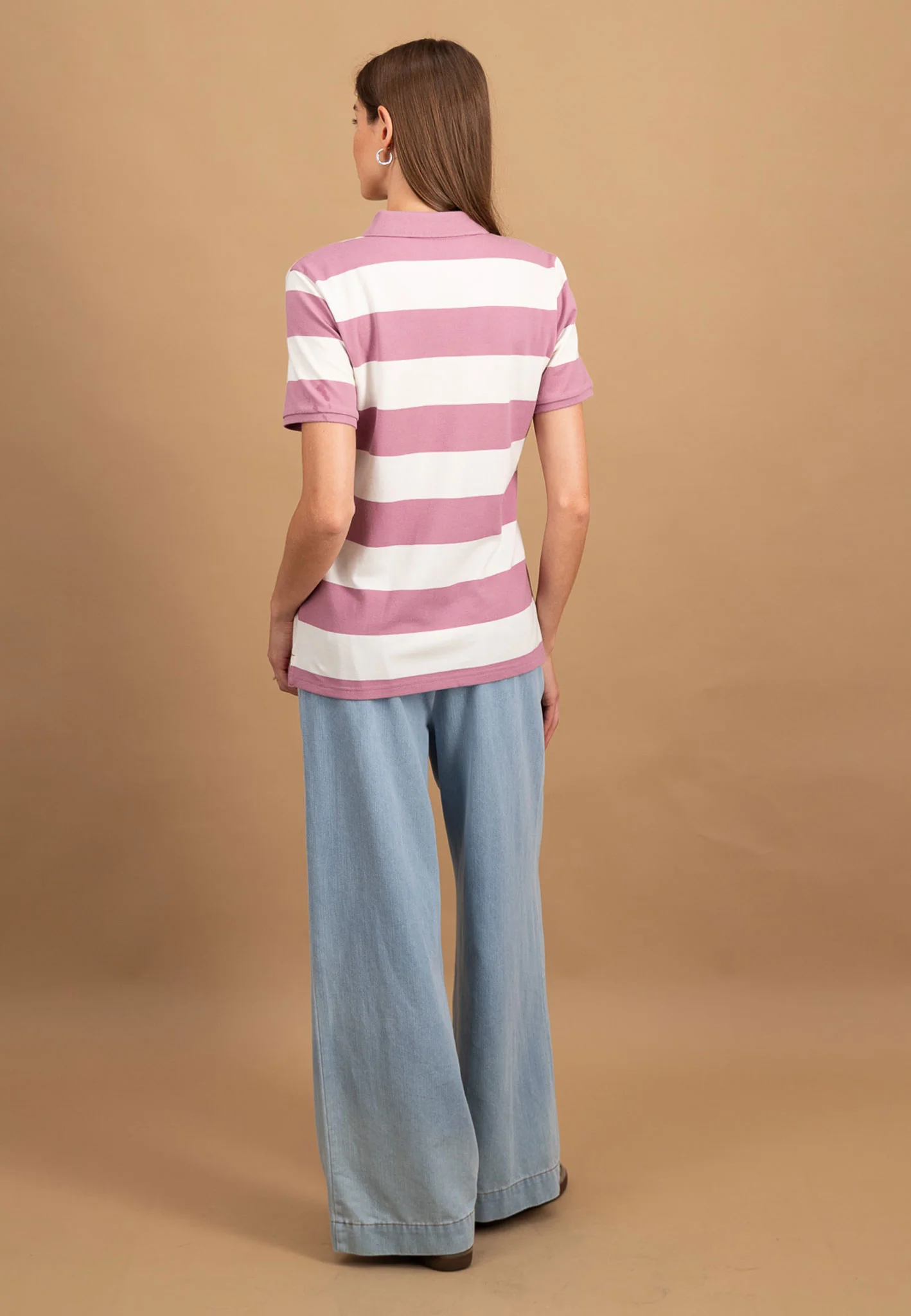 Poloshirt aus Baumwoll-Stretch mit Streifenmuster und Knopfleiste - Image 3