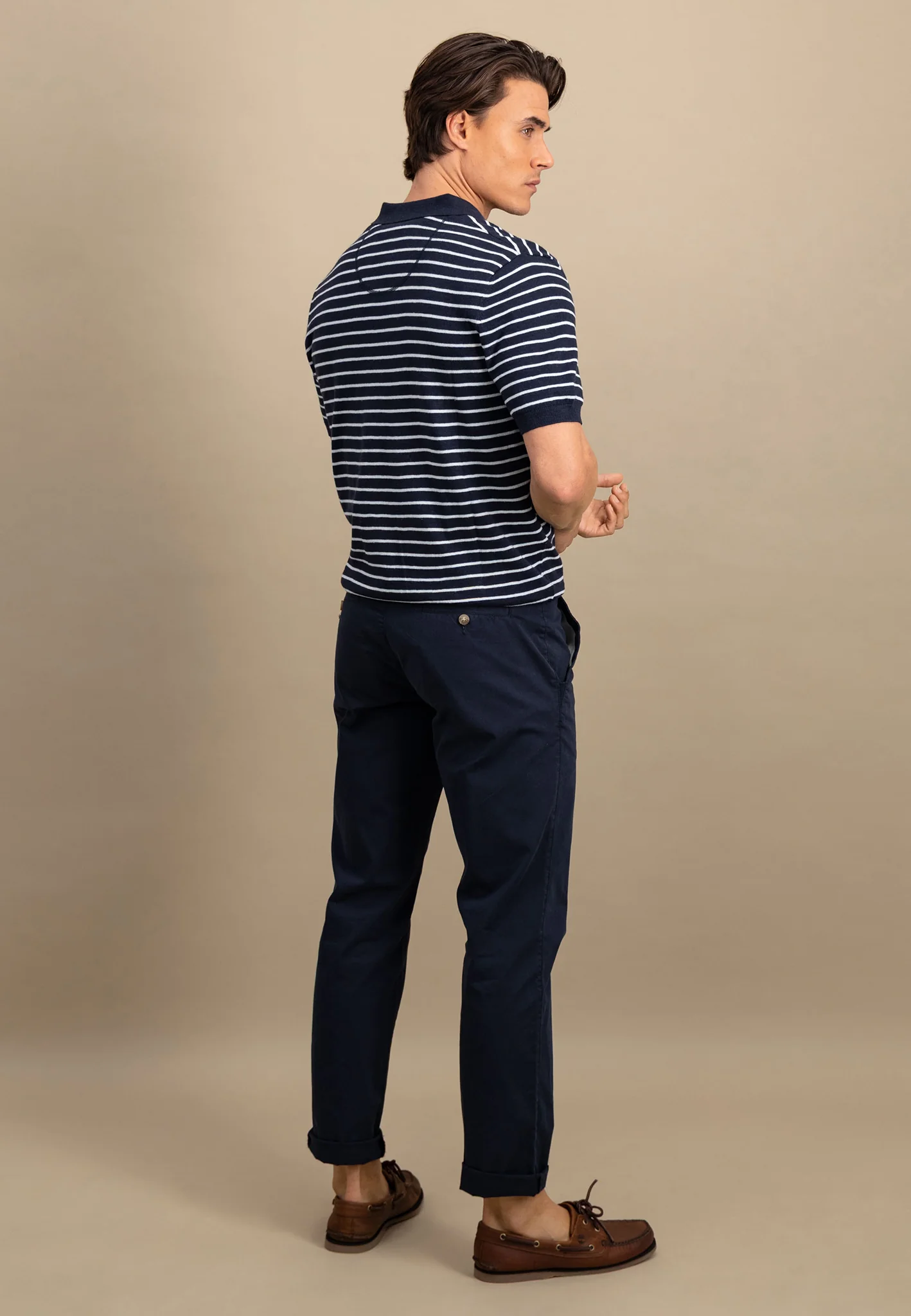 Poloshirt aus Baumwoll-Leinen-Mix mit Streifenoptik - Image 3