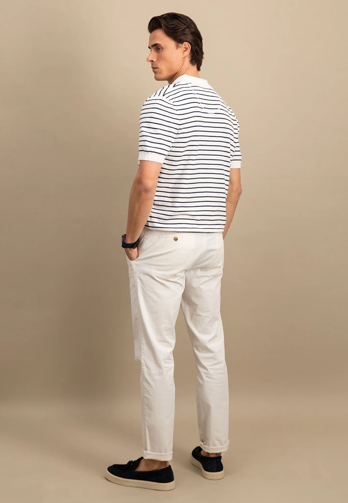 Poloshirt aus Baumwoll-Leinen-Mix mit Streifenoptik - Image 9