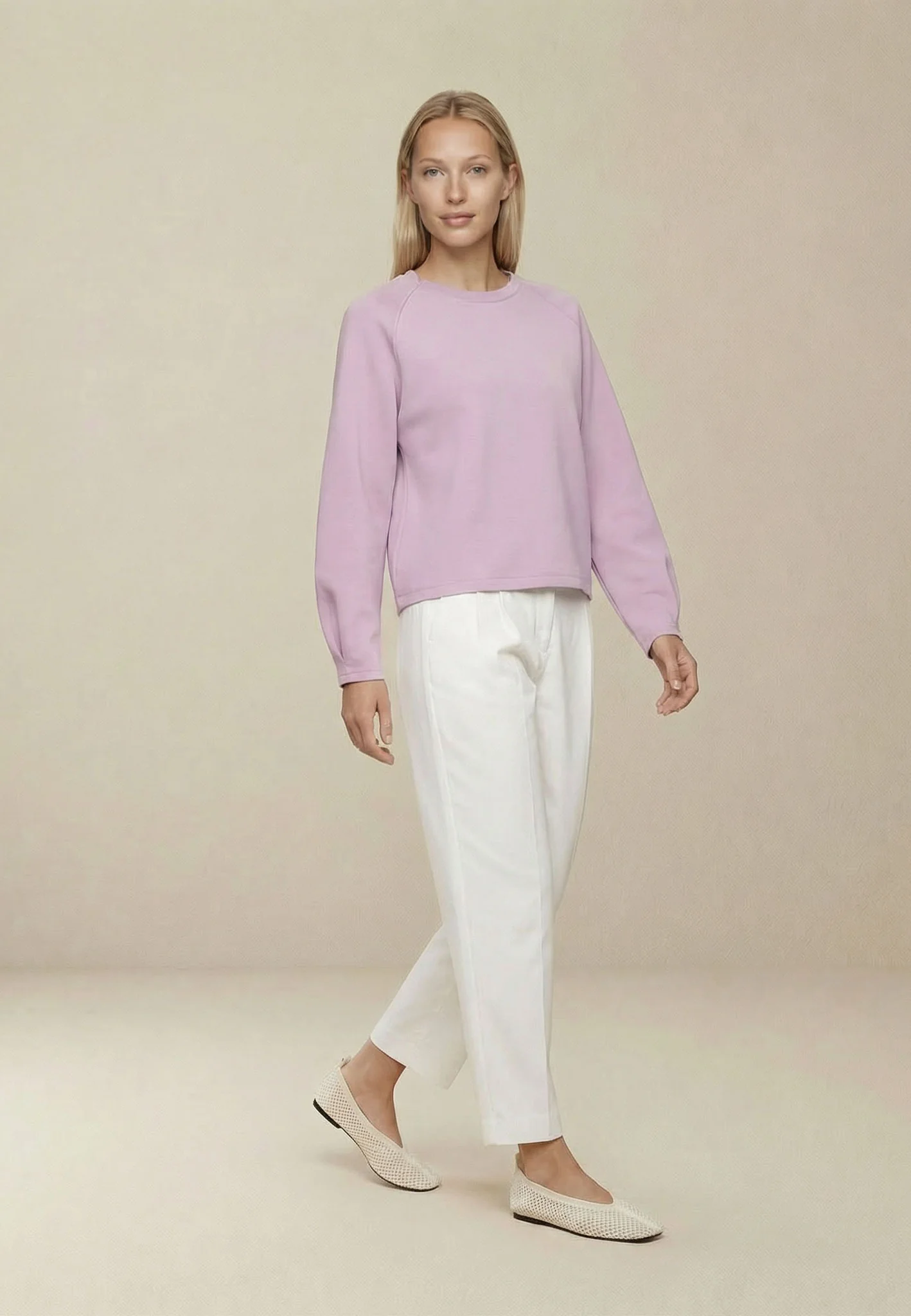 Pullover aus Viskosemix mit Rundhalsausschnitt und Ballonärmeln - Image 3