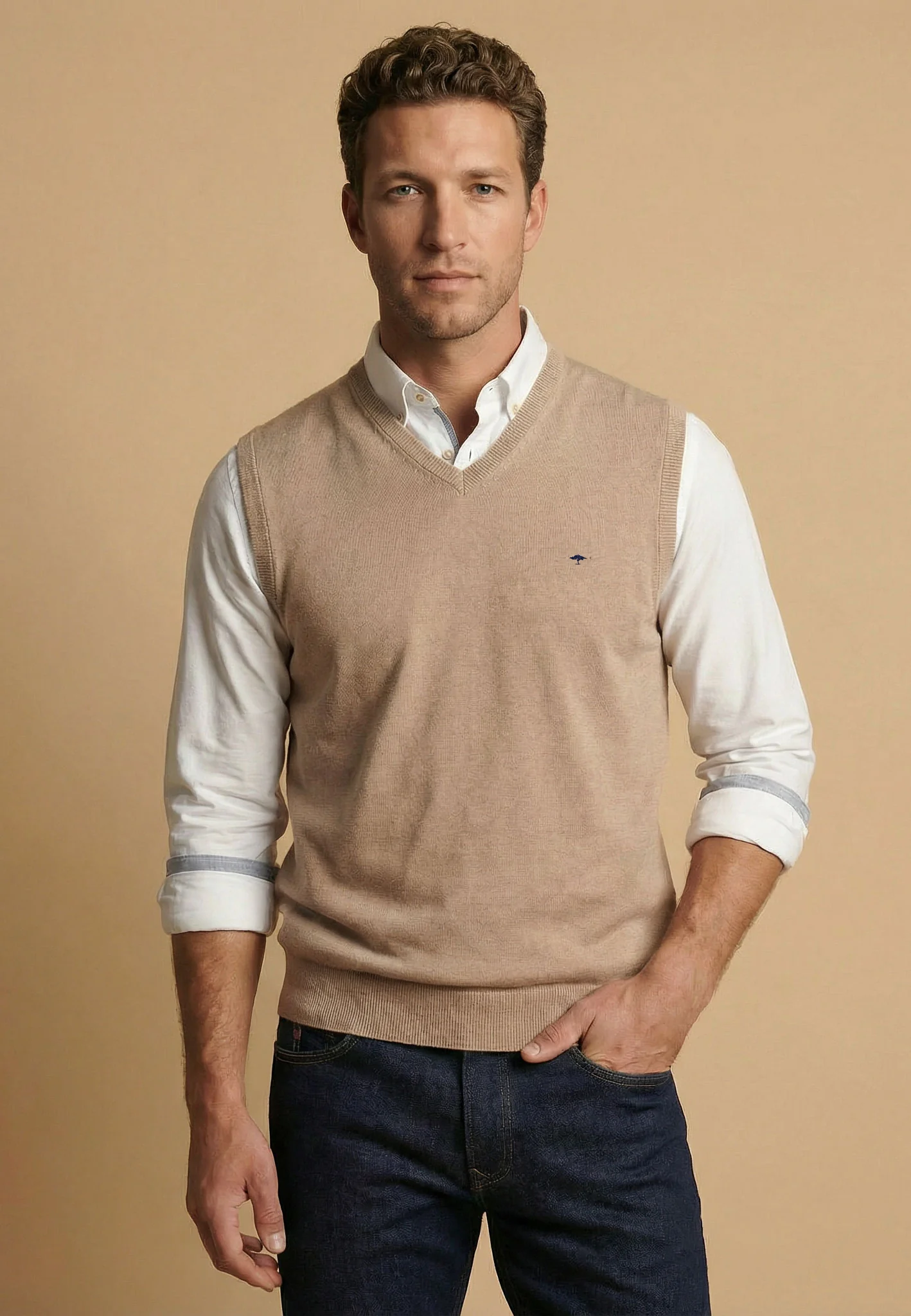 Pullunder aus Baumwolle mit V-Ausschnitt – Superfine - Image 18