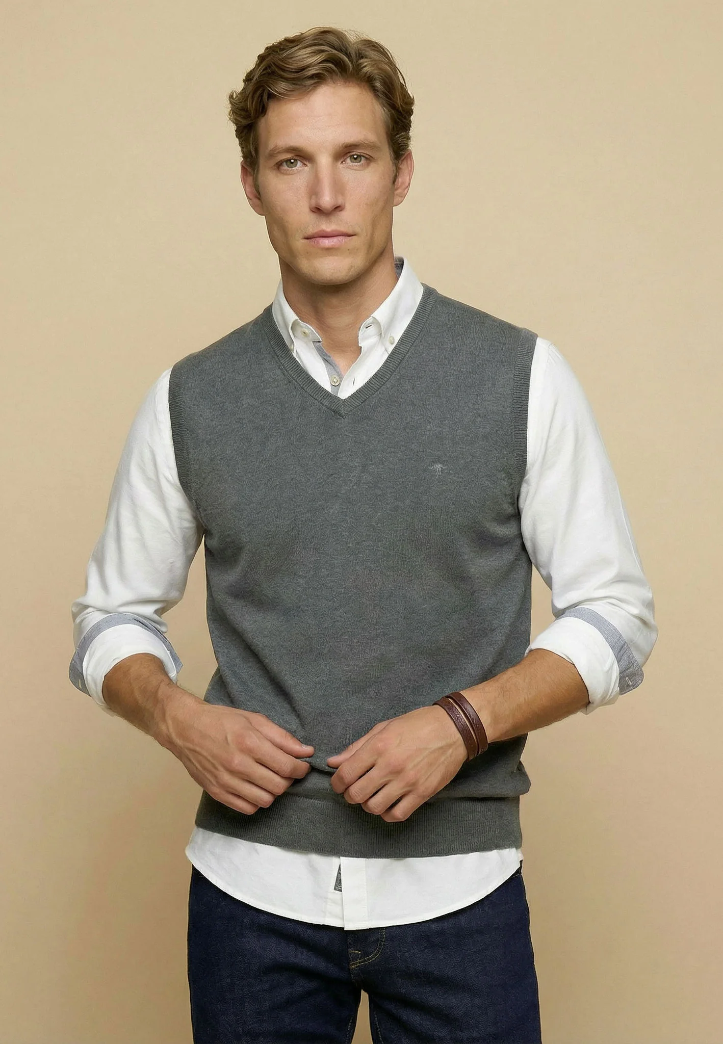 Pullunder aus Baumwolle mit V-Ausschnitt – Superfine - Image 24