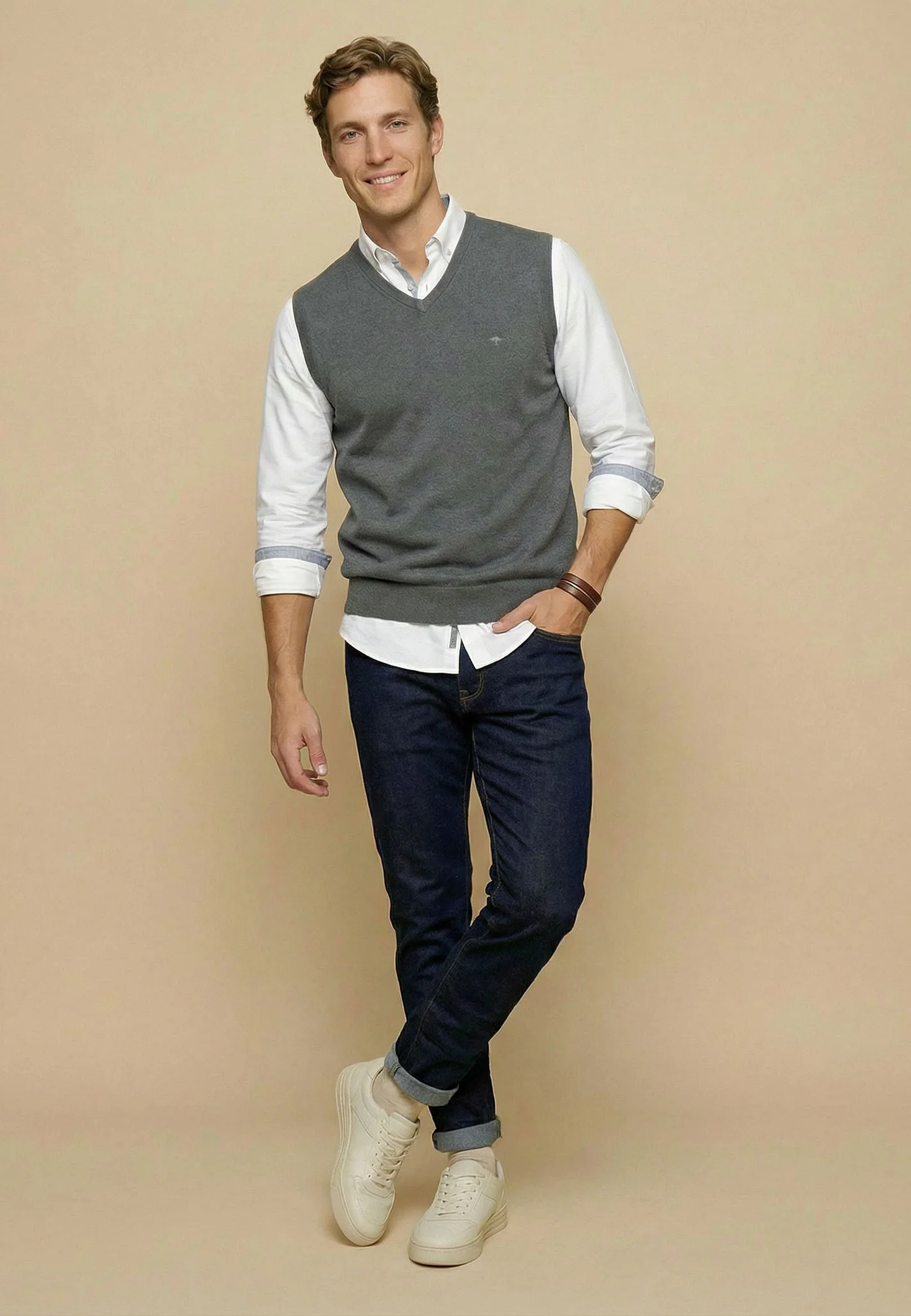 Pullunder aus Baumwolle mit V-Ausschnitt – Superfine - Image 25