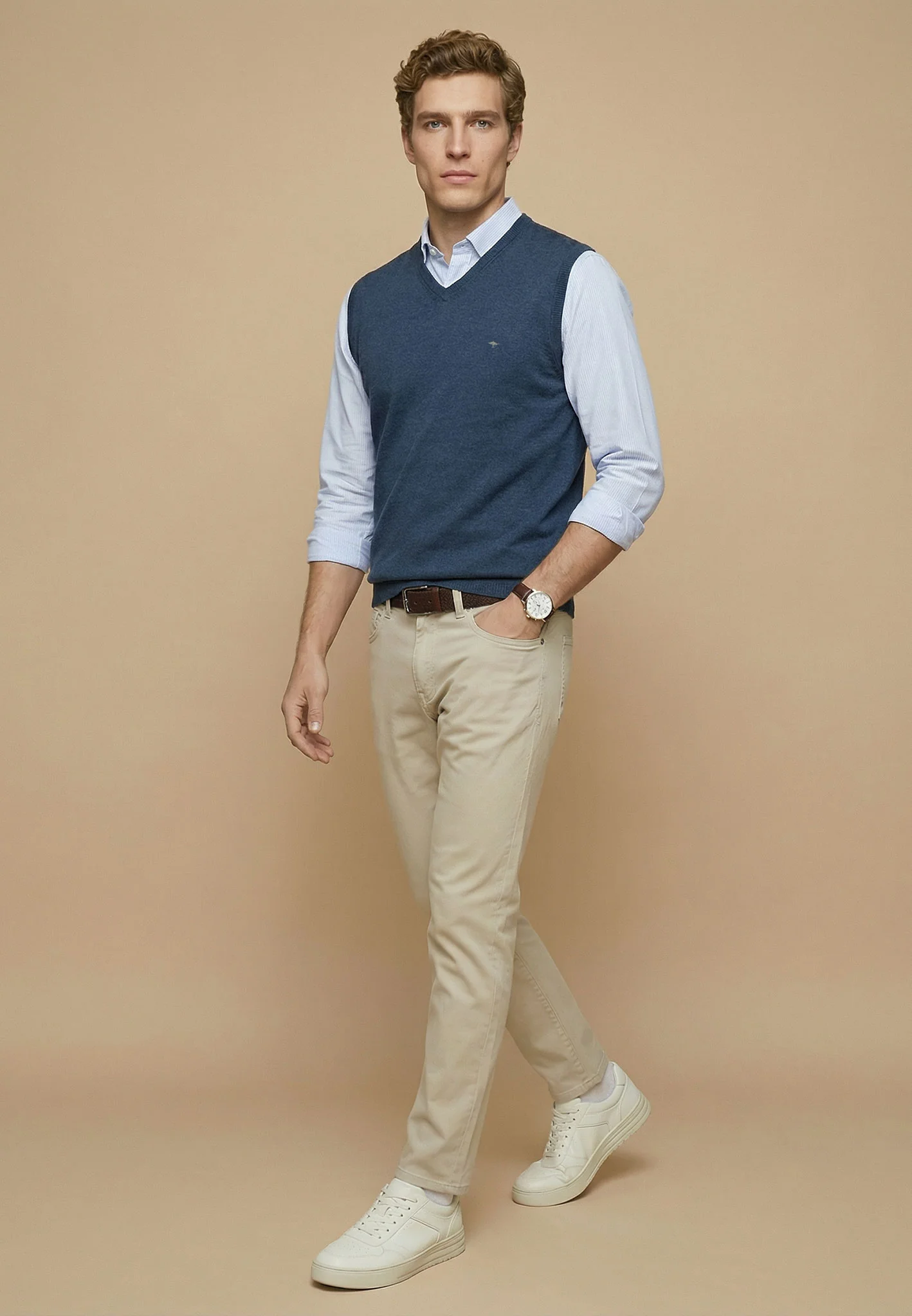 Pullunder aus Baumwolle mit V-Ausschnitt – Superfine - Image 4