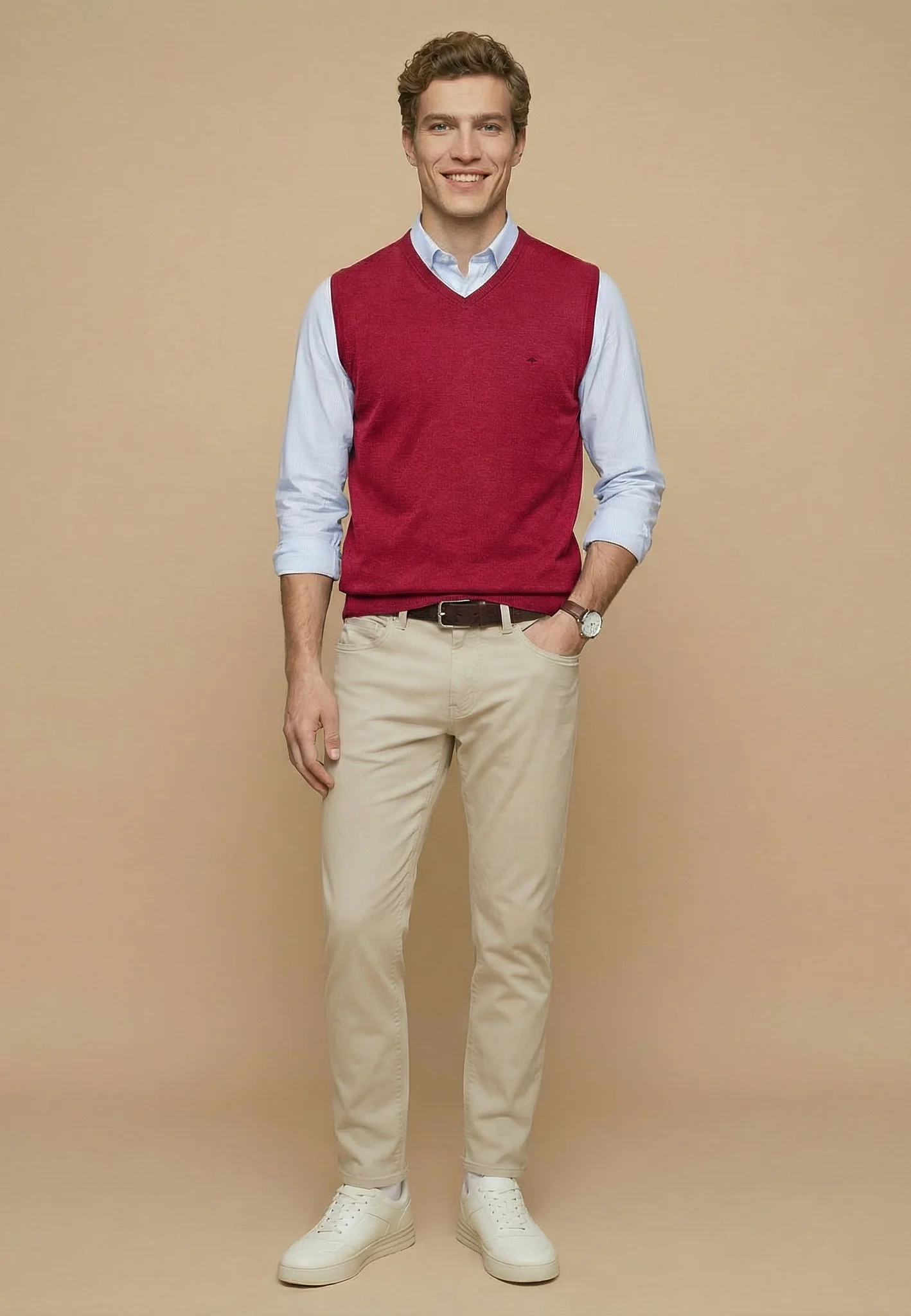 Pullunder aus Baumwolle mit V-Ausschnitt – Superfine - Image 8