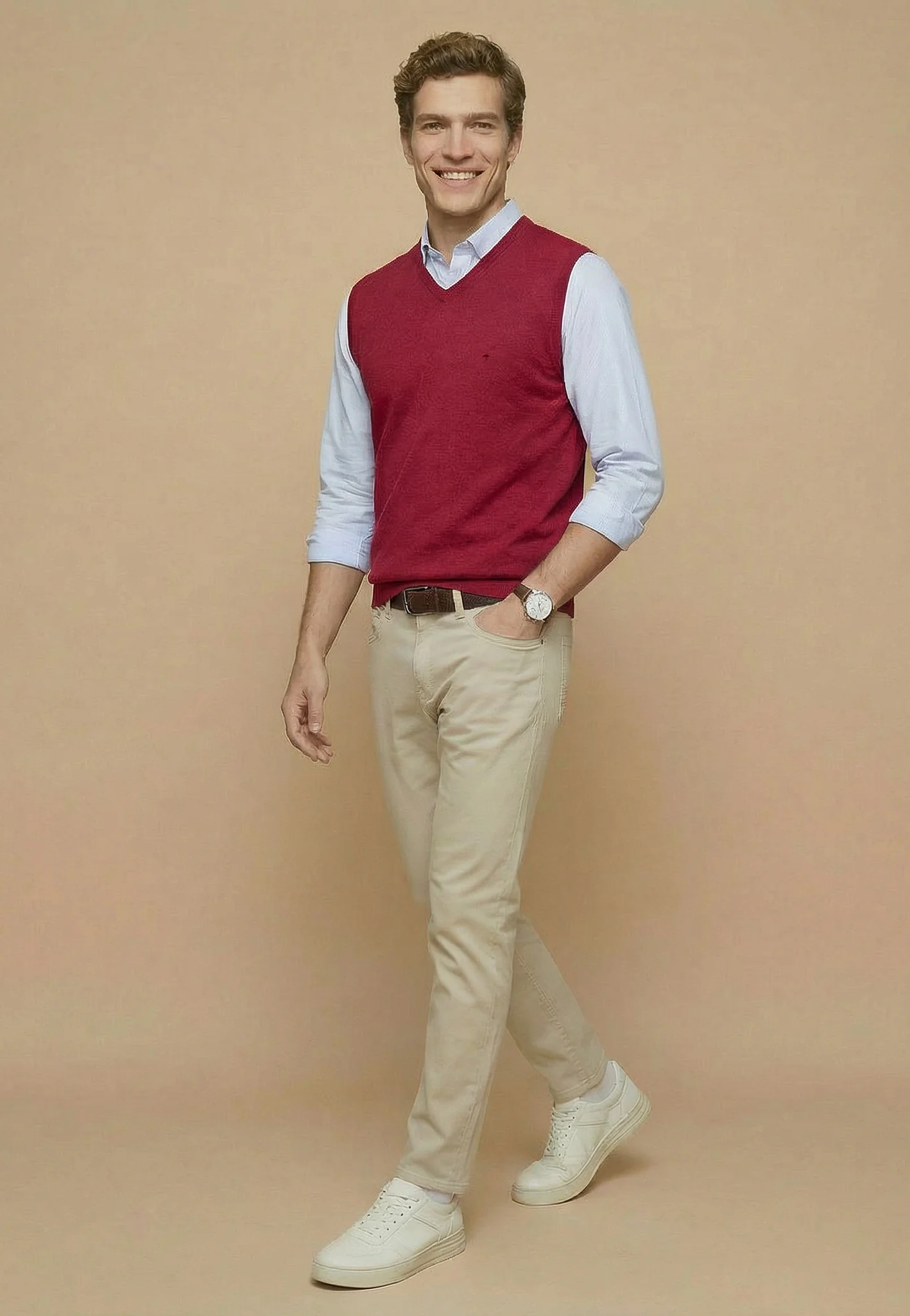 Pullunder aus Baumwolle mit V-Ausschnitt – Superfine - Image 9