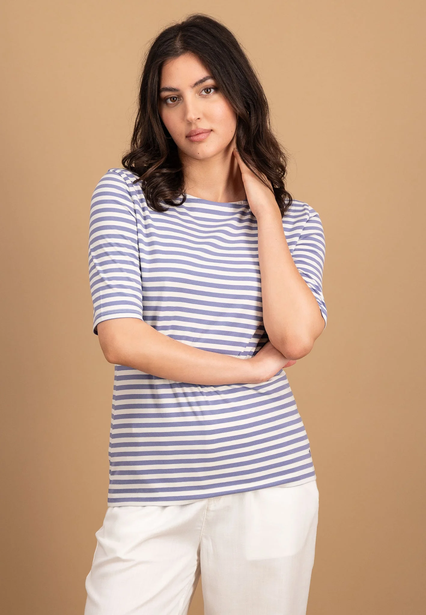 Shirt aus Baumwoll-Stretch mit Streifenmuster und 3/4-Arm - Image 11